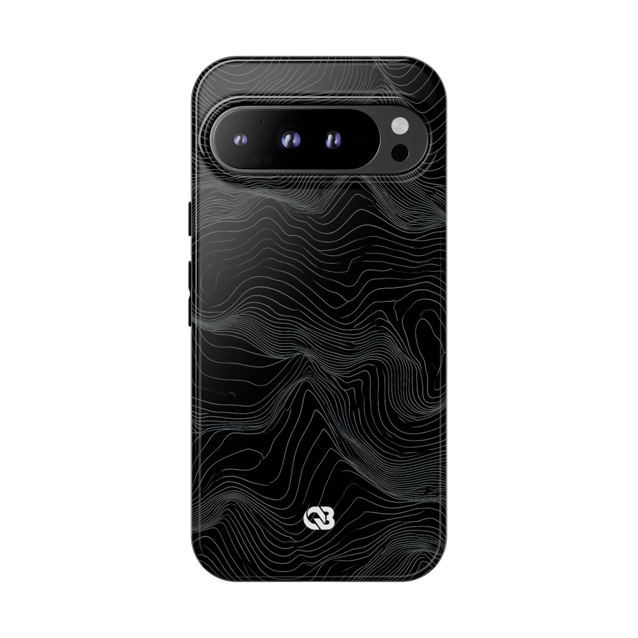Black Tough Phone Case for Google Pixel - Obsidian Topo Wireframe