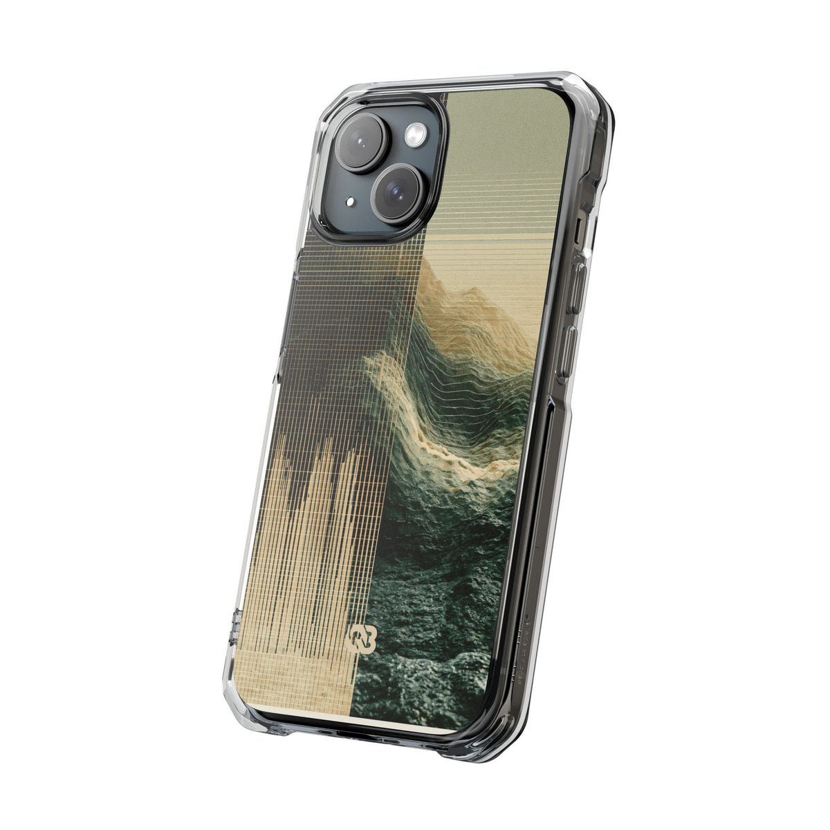 Beige Impact MagSafe Phone Case for iPhone - Veridian Data Ridge