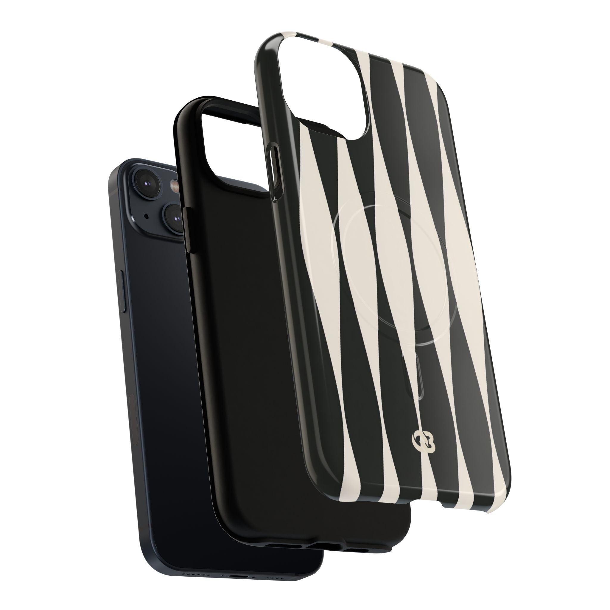 Black Tough 2.0 Magsafe Phone Case for iPhone - Ivory Spindle Grid