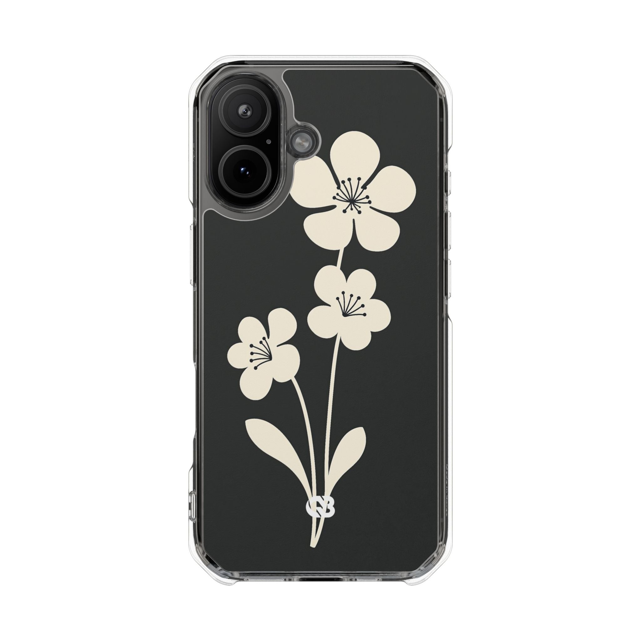 Black Impact MagSafe Phone Case for iPhone - Obsidian Cream Bloom