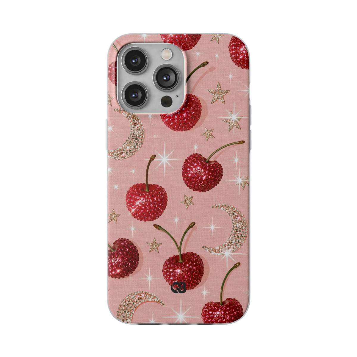 Bedazzled Ruby Cherries · Lite Phone Case for iPhone · Pink