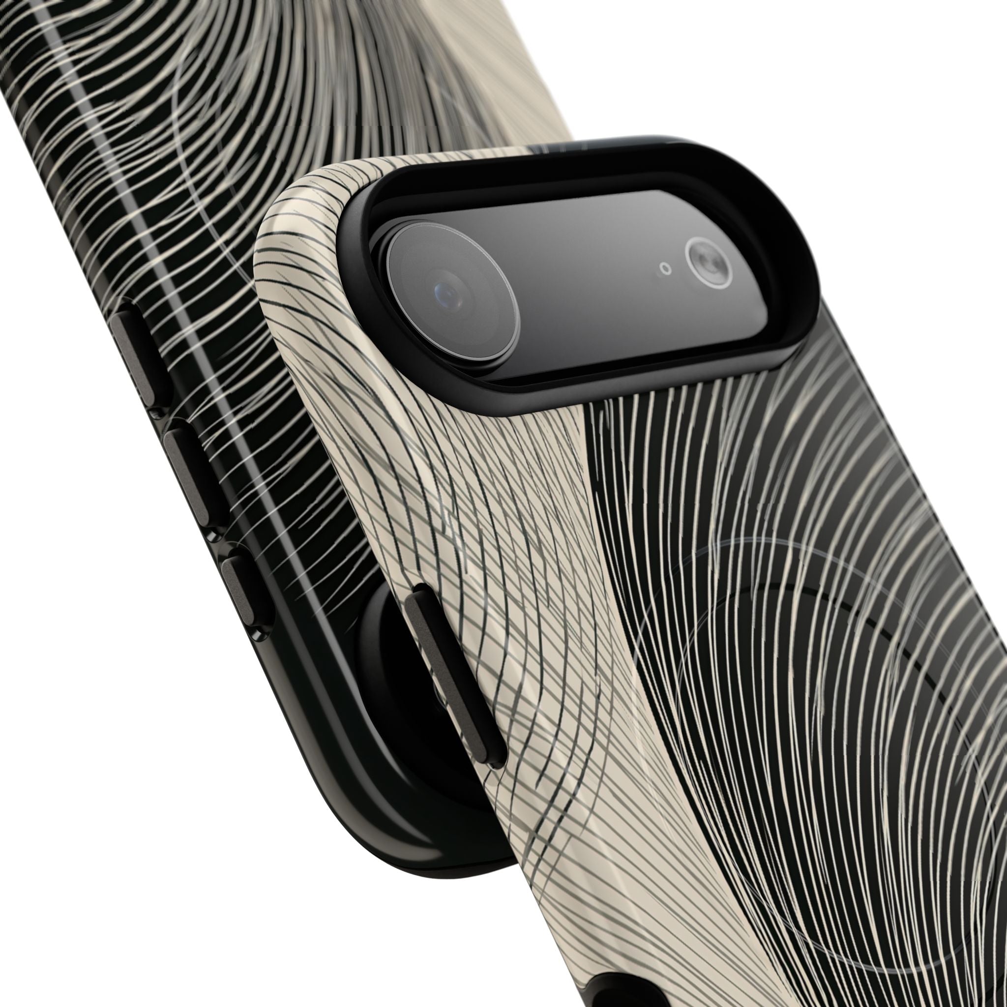 Beige Tough 2.0 Magsafe Phone Case for iPhone - Obsidian Cream Plume