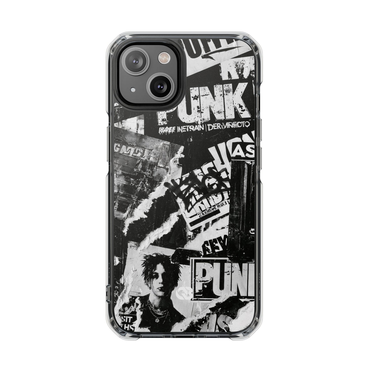 Underground Punk Collage · Clear Impact Magnetic Phone Case for iPhone · Black