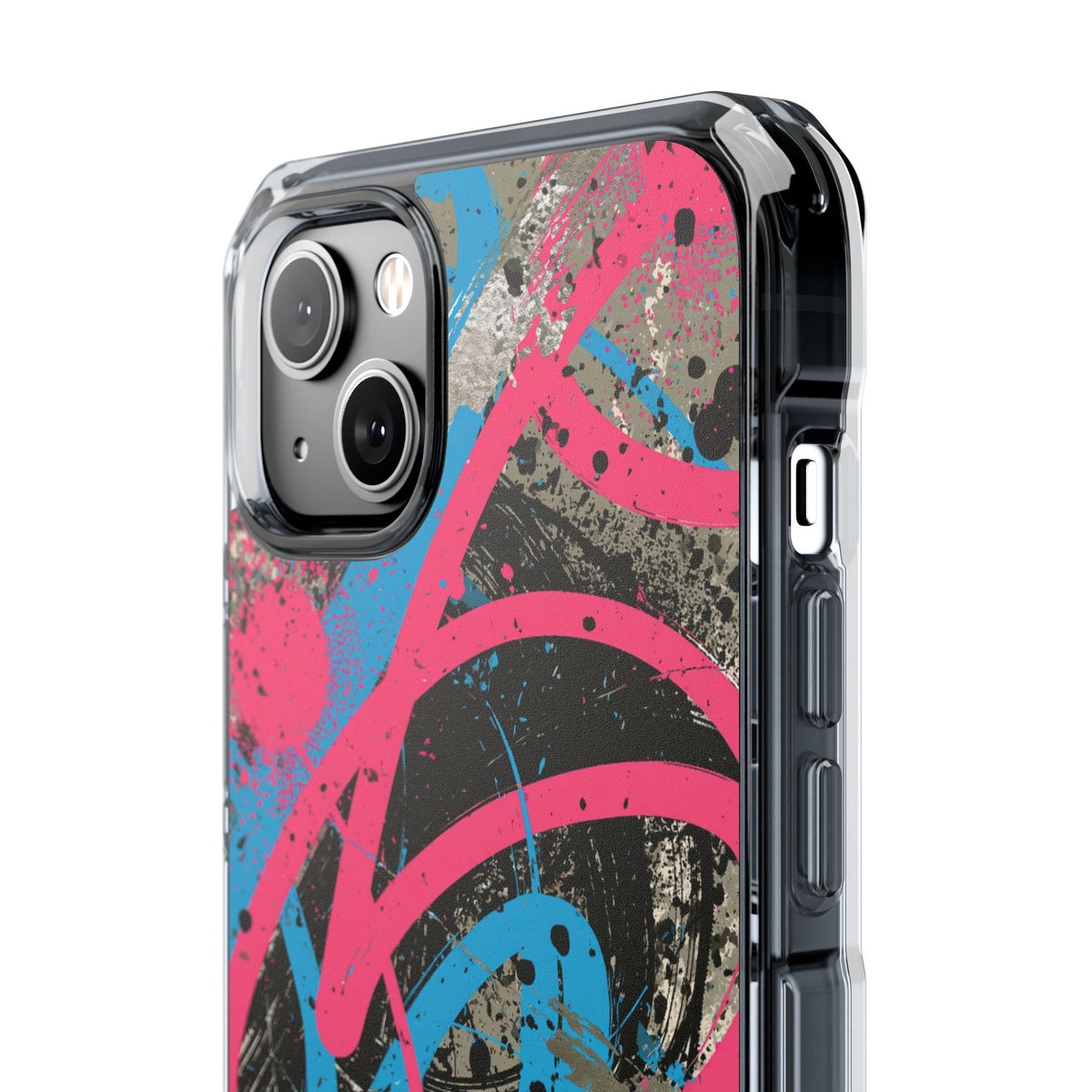 Cyber Splatter Flow · Clear Impact Magnetic Phone Case for iPhone · Pink