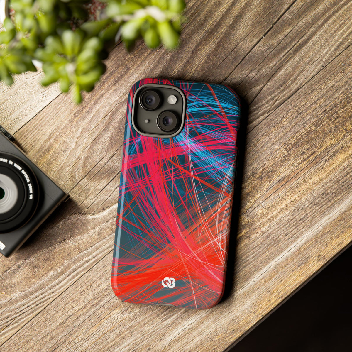 Neon Fiber Stream · Tough Phone Case for iPhone · Red