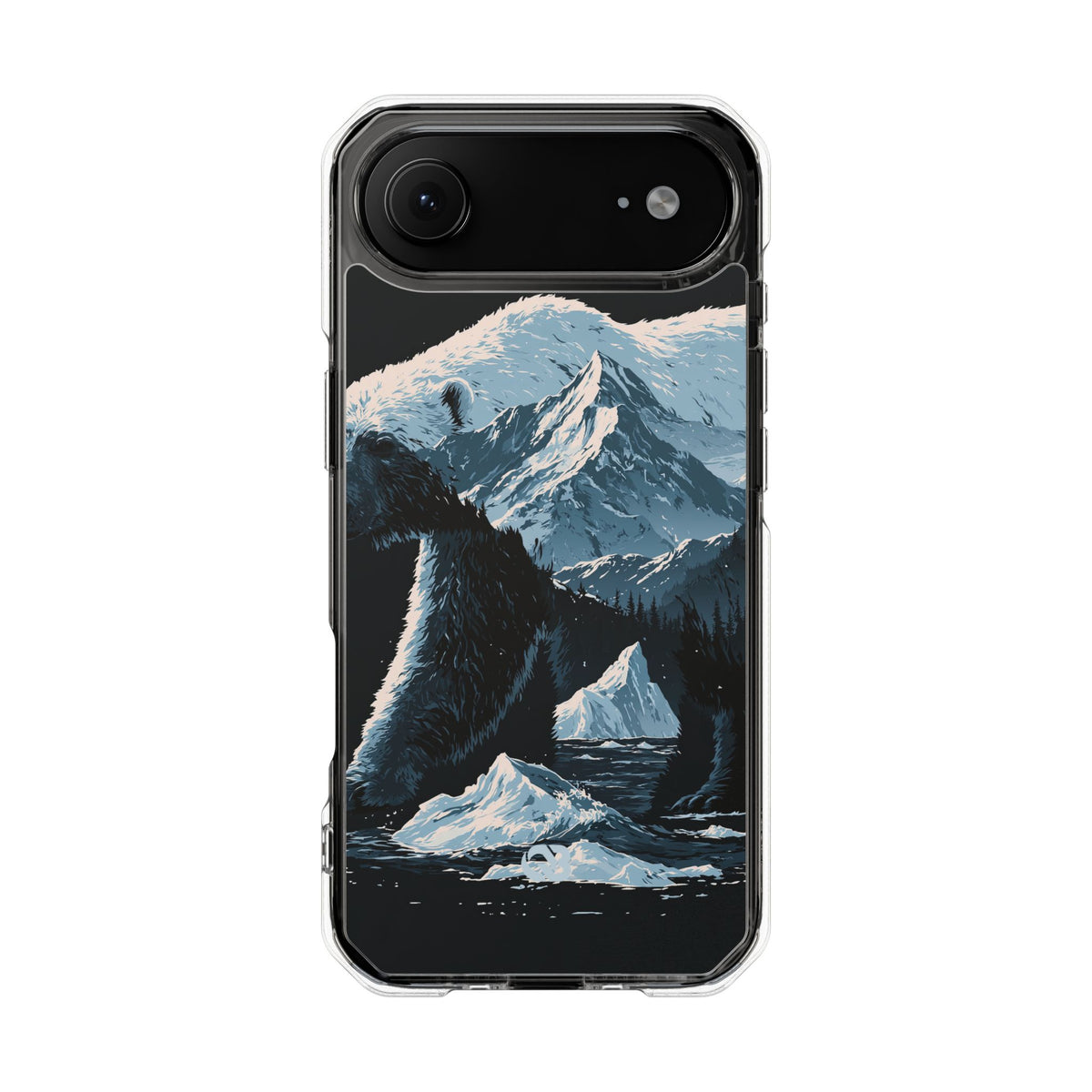 Nordic Arctic Bear · Clear Impact Magnetic Phone Case for iPhone · Black