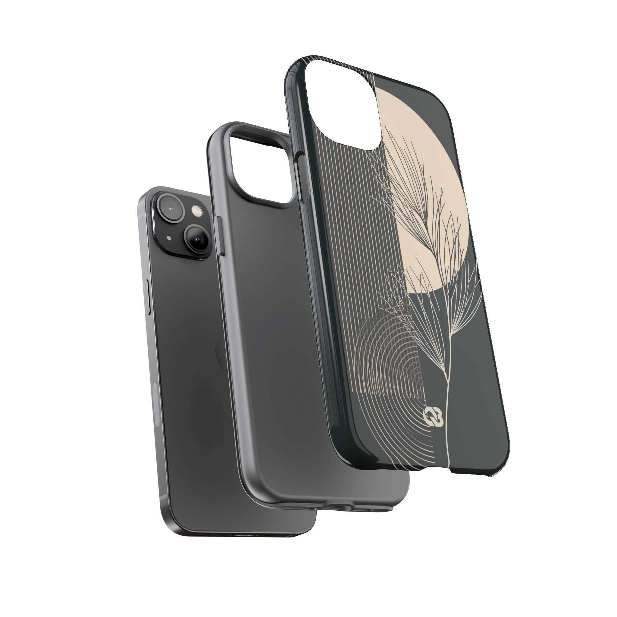 Black Tough Phone Case for iPhone - Obsidian Sand Willow