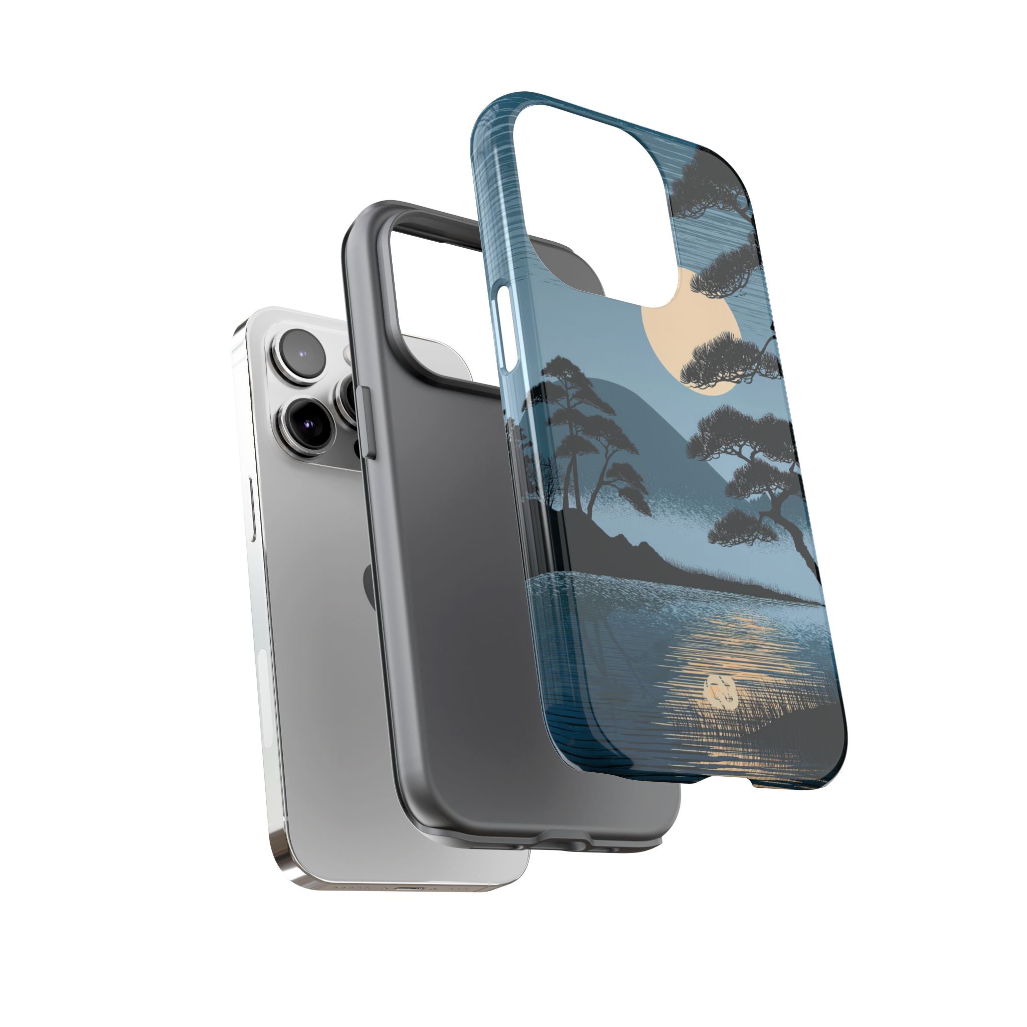 Blue Tough Phone Case for iPhone - Midnight Kyoto Pine