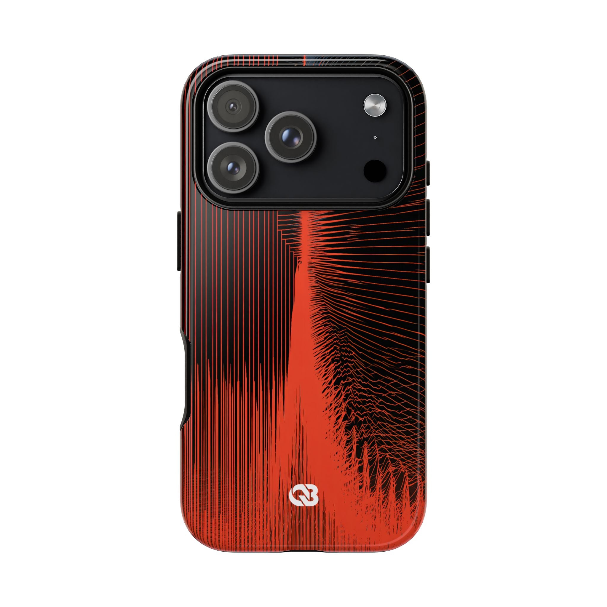 Red Tough Phone Case for iPhone - Crimson Frequency Pulse
