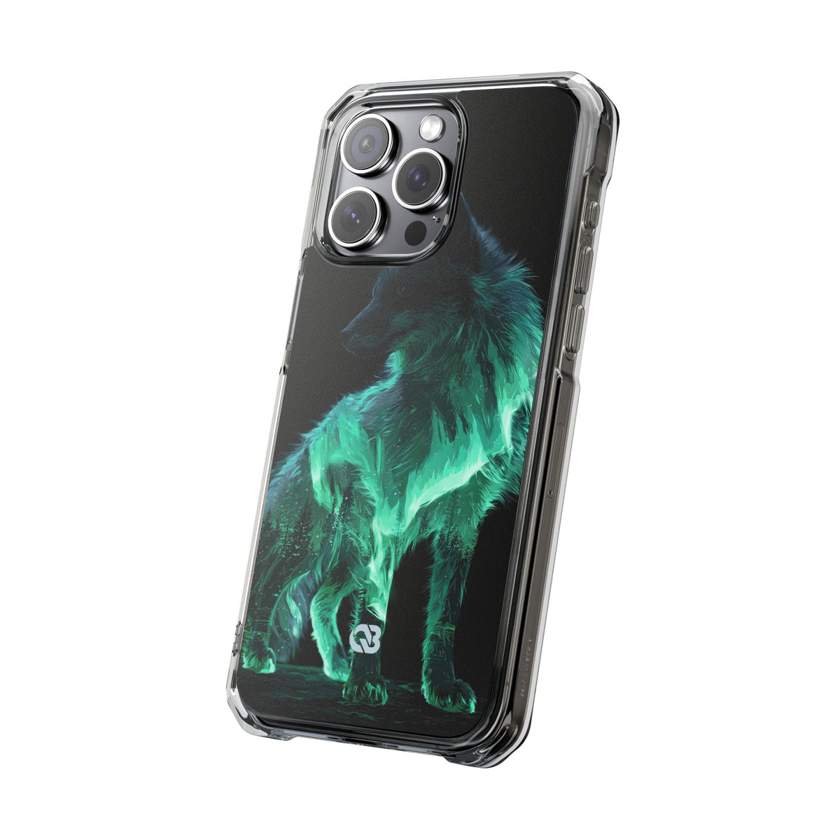 Nordic Aurora Fox · Clear Impact Magnetic Phone Case for iPhone · Teal