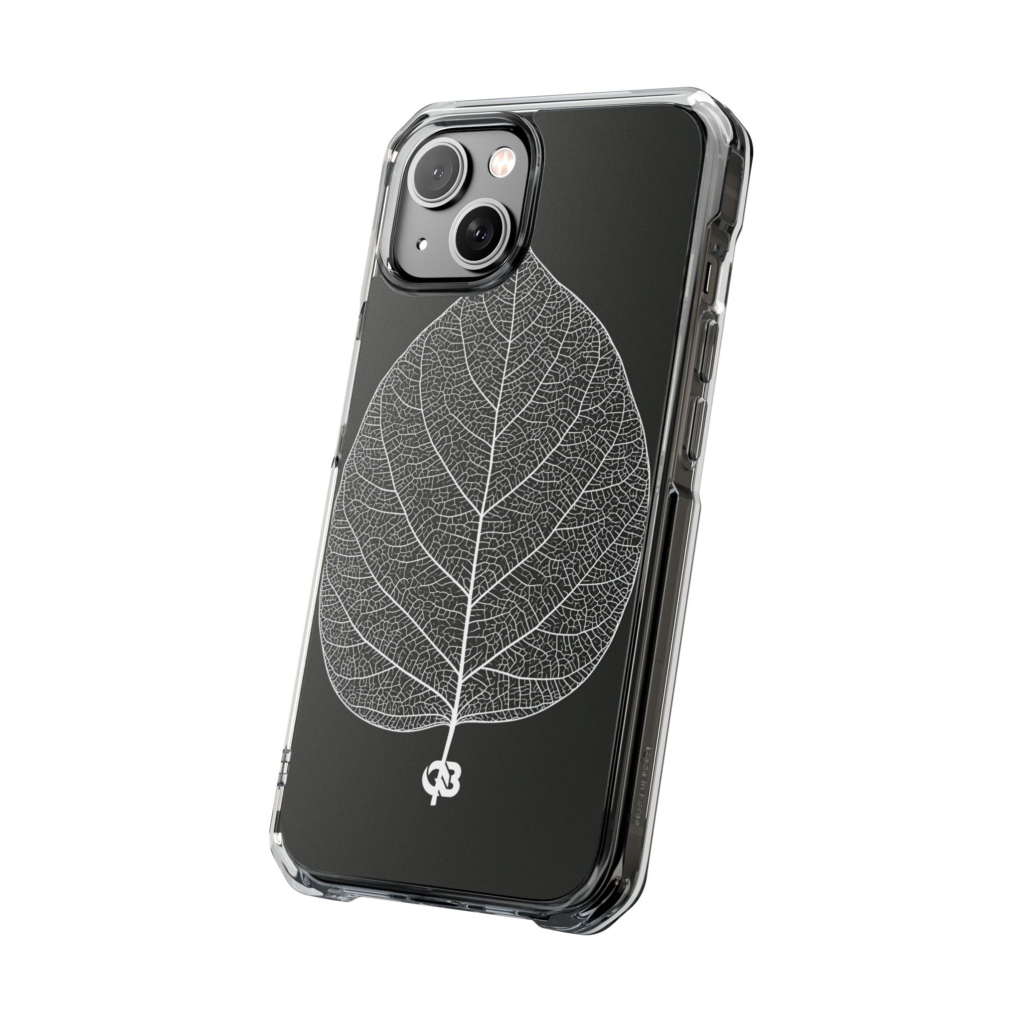 Black Impact MagSafe Phone Case for iPhone - Bleached Leaf Lattice