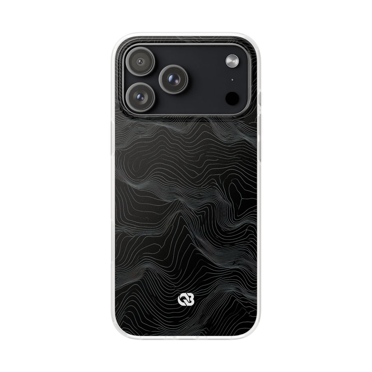 Black Lite Phone Case for iPhone - Obsidian Topo Wireframe