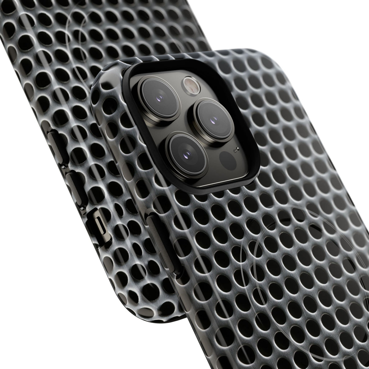 Brushed Perforated Steel · Tough 2.0 Magnetic Phone Case for iPhone · Silver