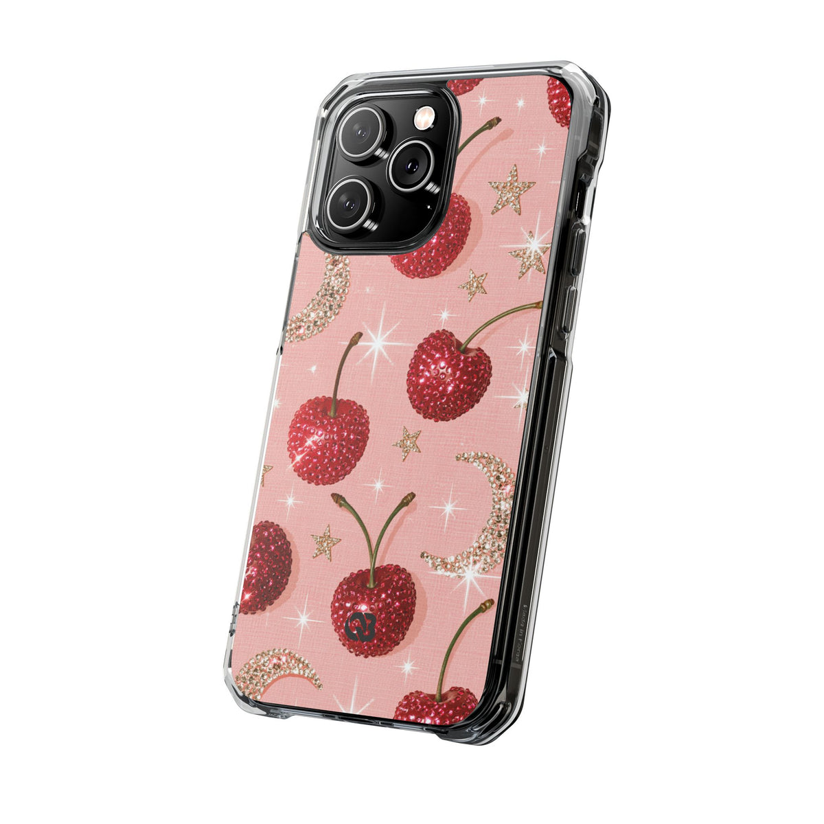 Bedazzled Ruby Cherries · Clear Impact Magnetic Phone Case for iPhone · Pink