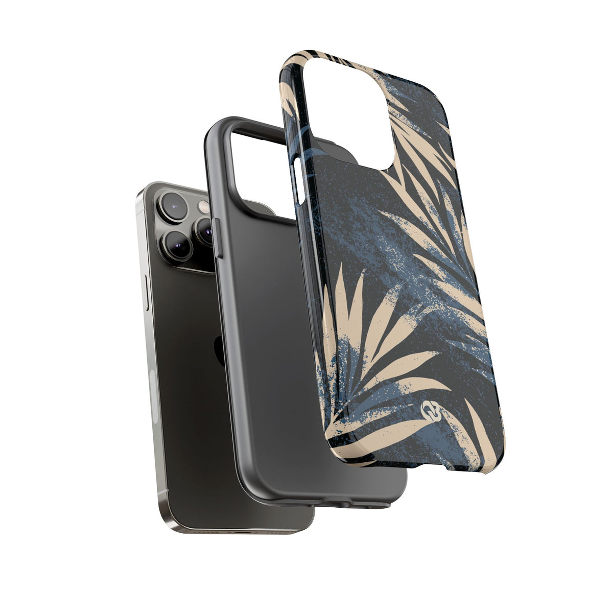 Blue Tough Phone Case for iPhone - Indigo Sandstone Palm