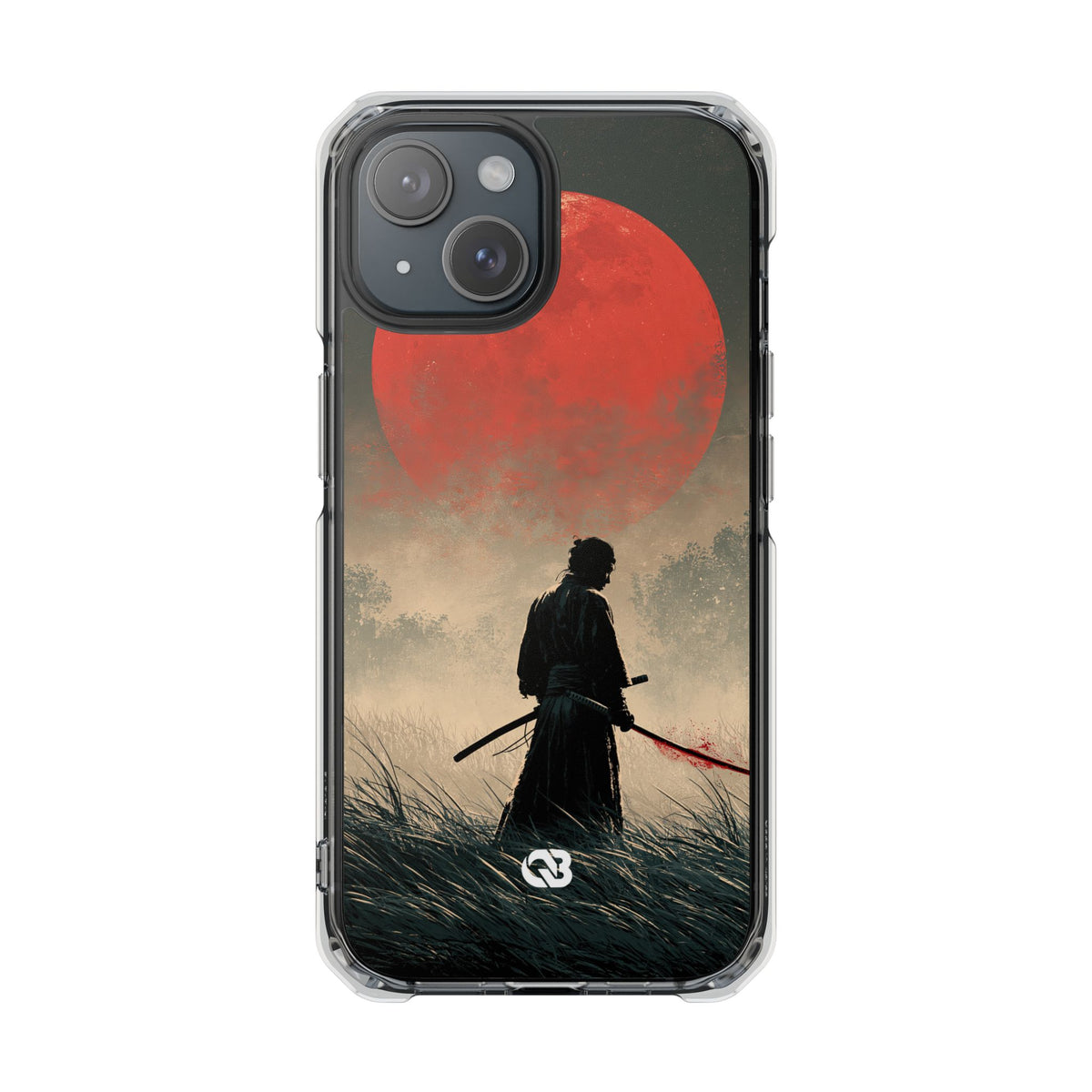 Crimson Moon Ronin · Clear Impact Magnetic Phone Case for iPhone · Red