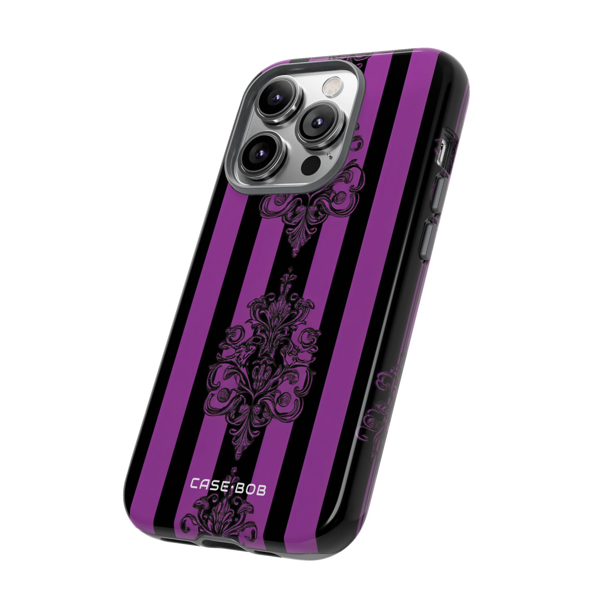 Damask Elegance Purple iPhone 14 Pro - Kova suojakotelo