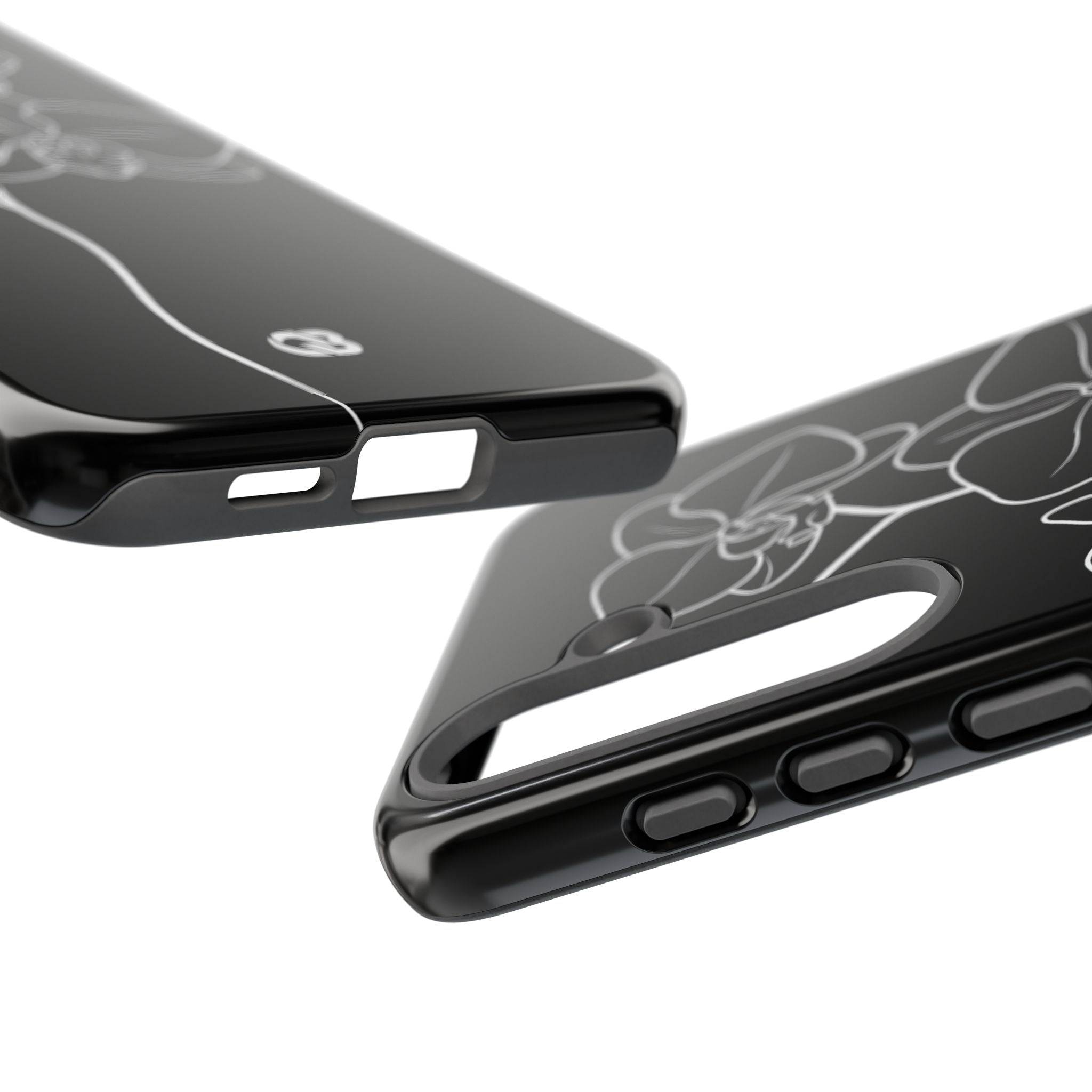 Black Tough Phone Case for Samsung - Noir Alabaster Orchid