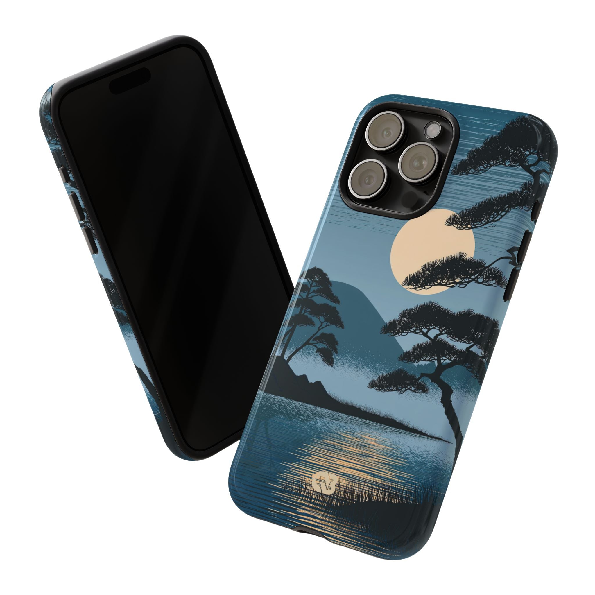 Blue Tough Phone Case for iPhone - Midnight Kyoto Pine