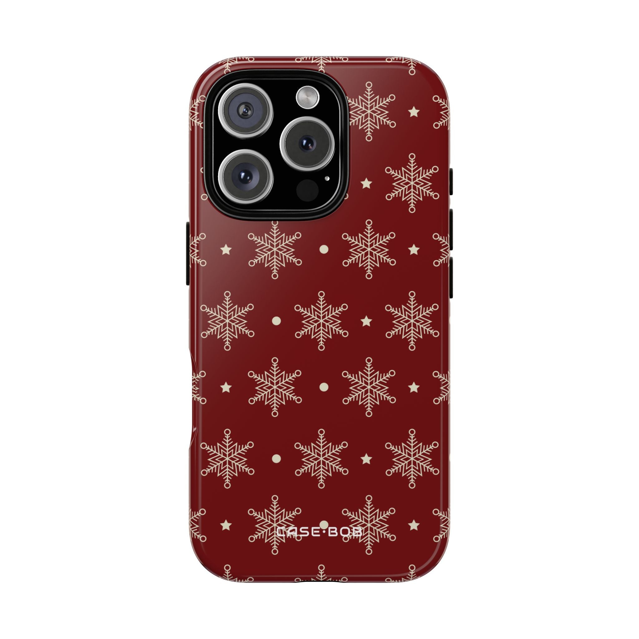 Creme Schneeflocken Crimson iPhone 16 Pro Case - Tough