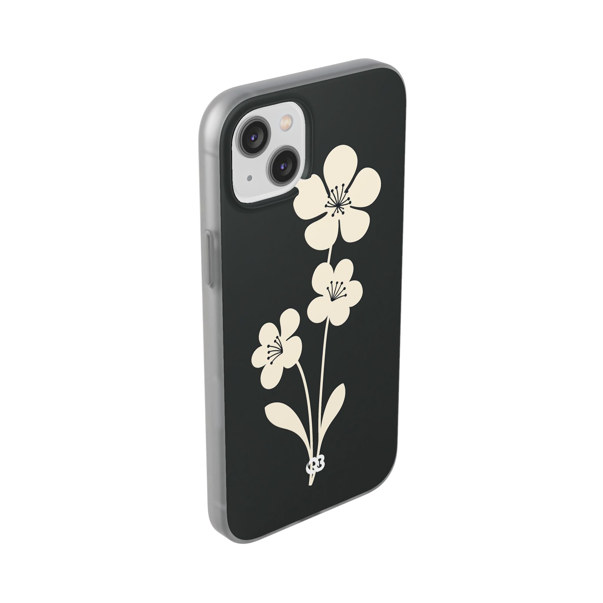 Black Lite Phone Case for iPhone - Obsidian Cream Bloom