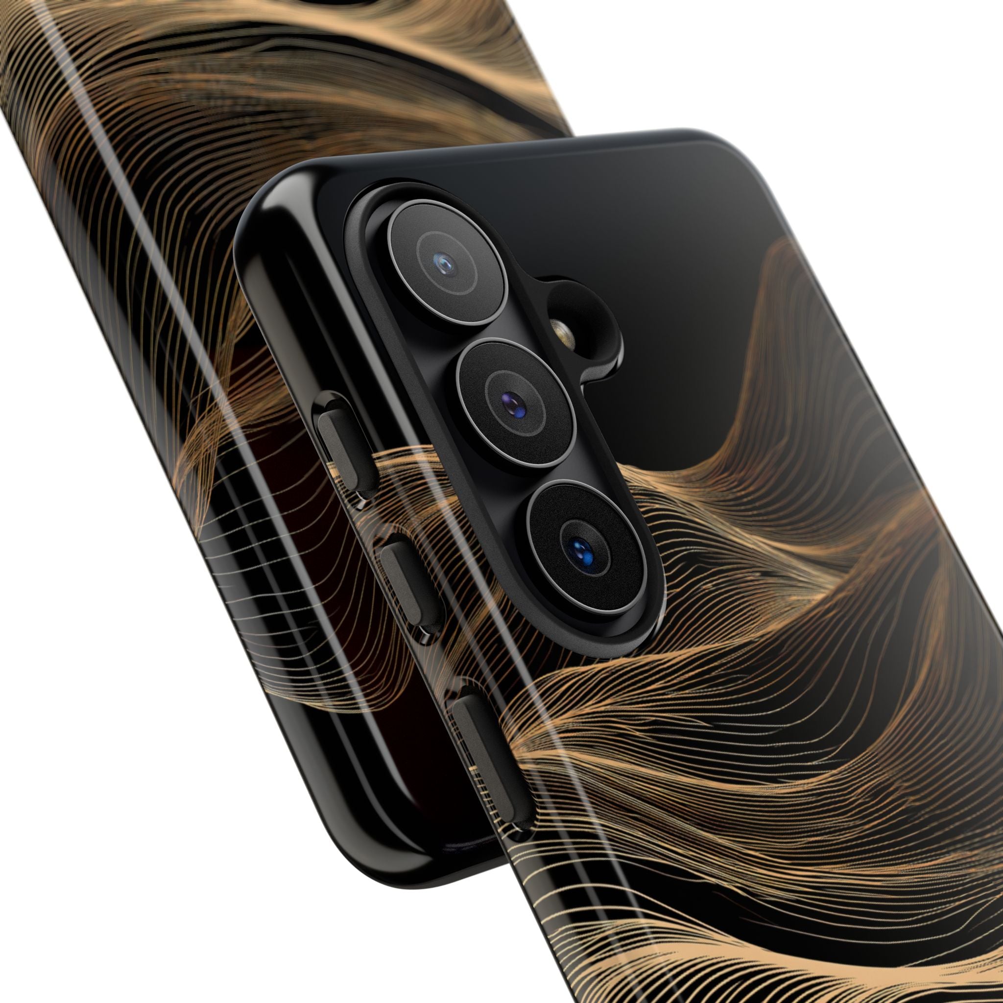 Black Tough Phone Case for Samsung - Copper Topo Ridge