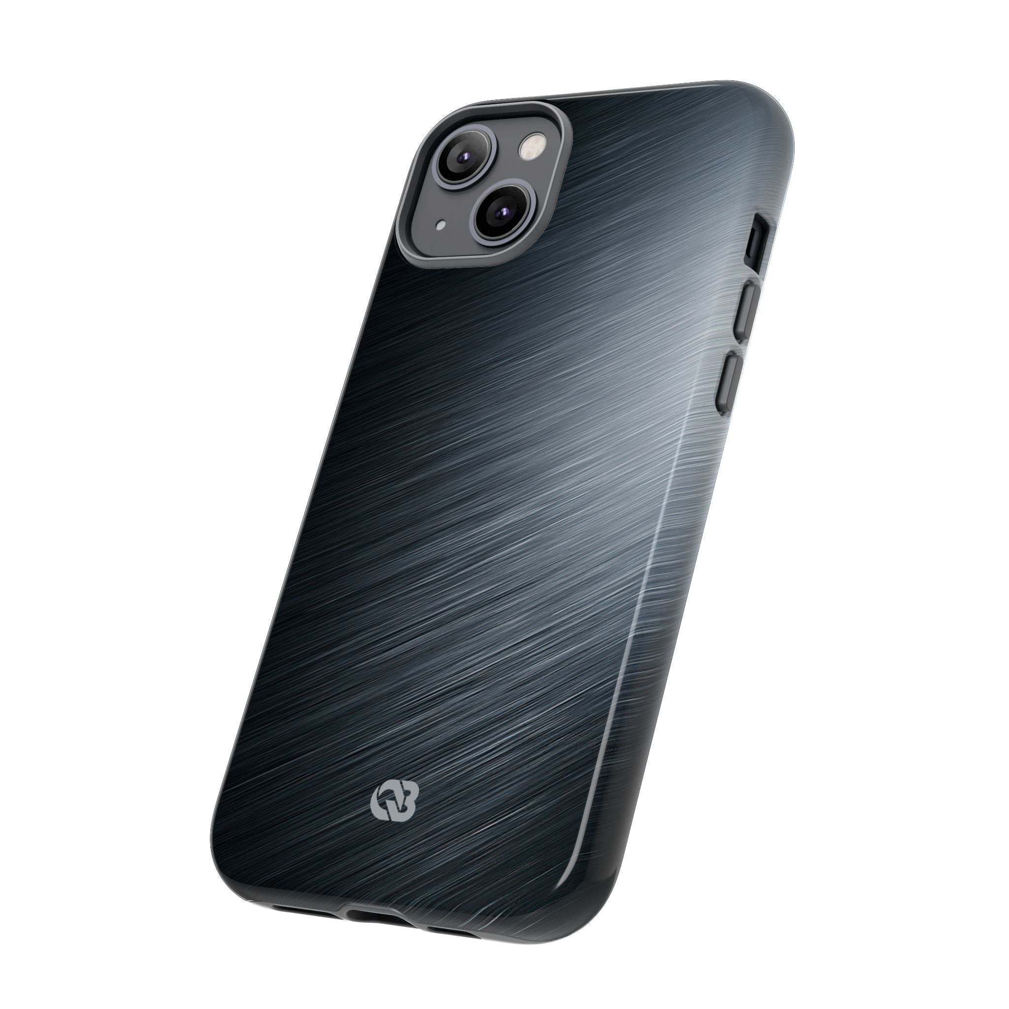 Grey Tough Phone Case for iPhone - Charcoal Brushed Steel