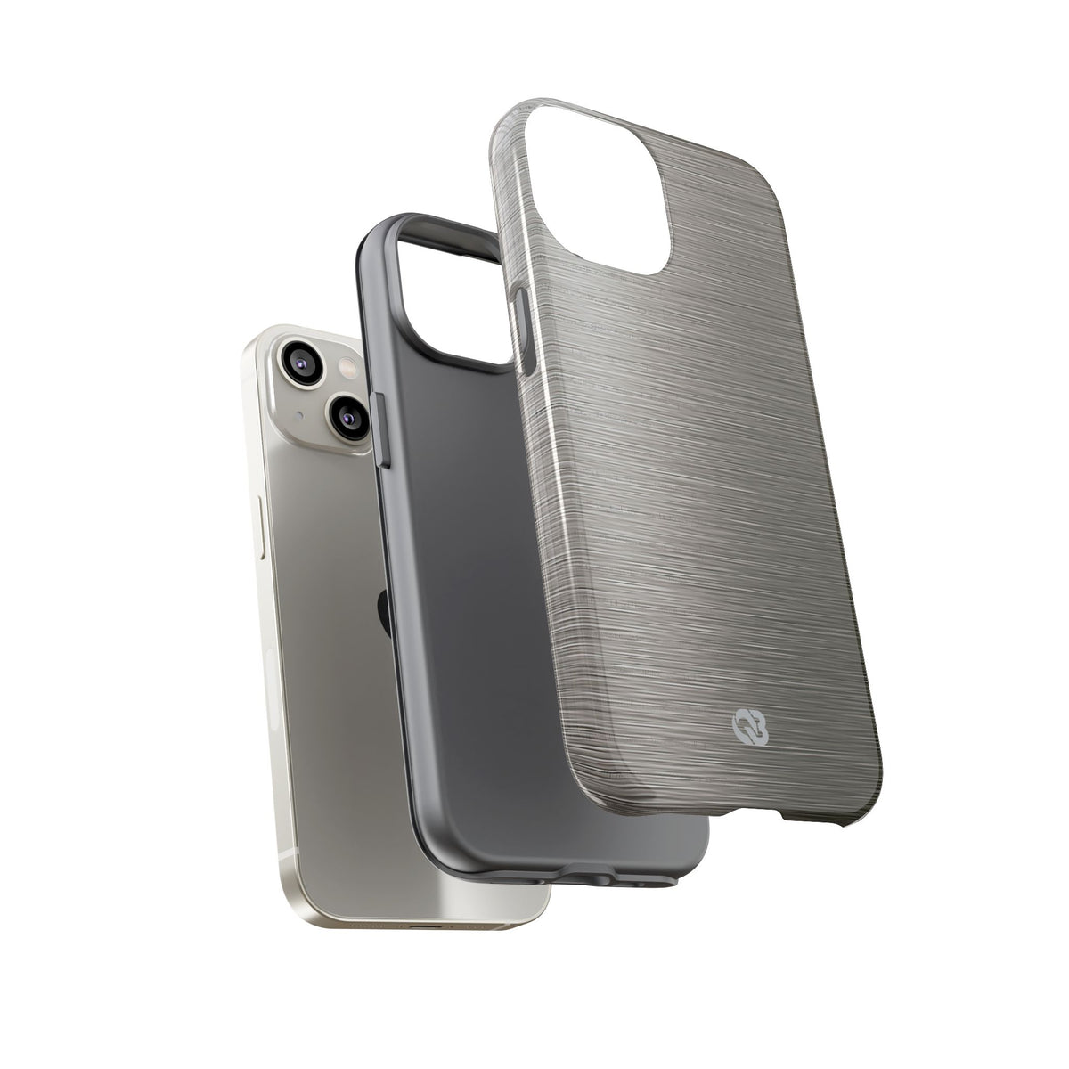 Grey Tough Phone Case for iPhone - Brushed Industrial Steel