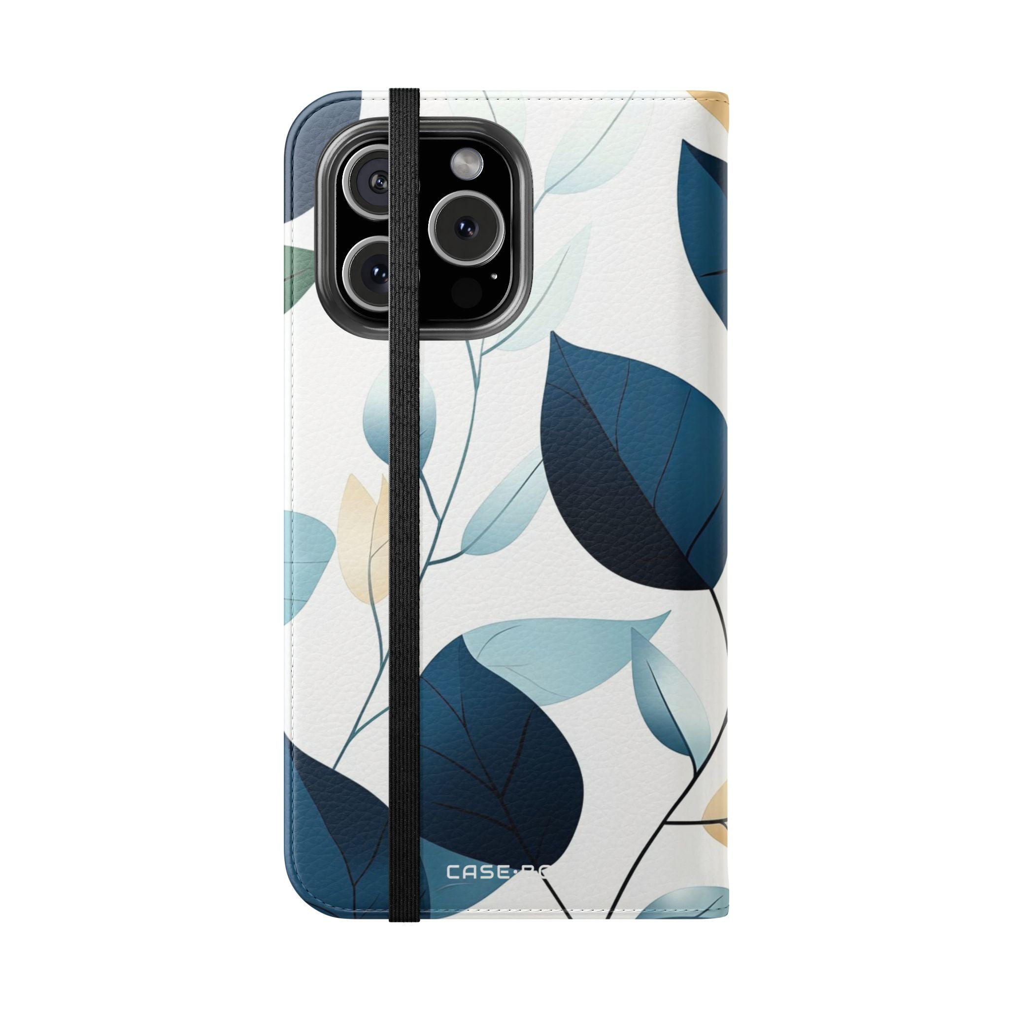 Navy Leaf Veins - iPhone 16 Max Case - Wallet