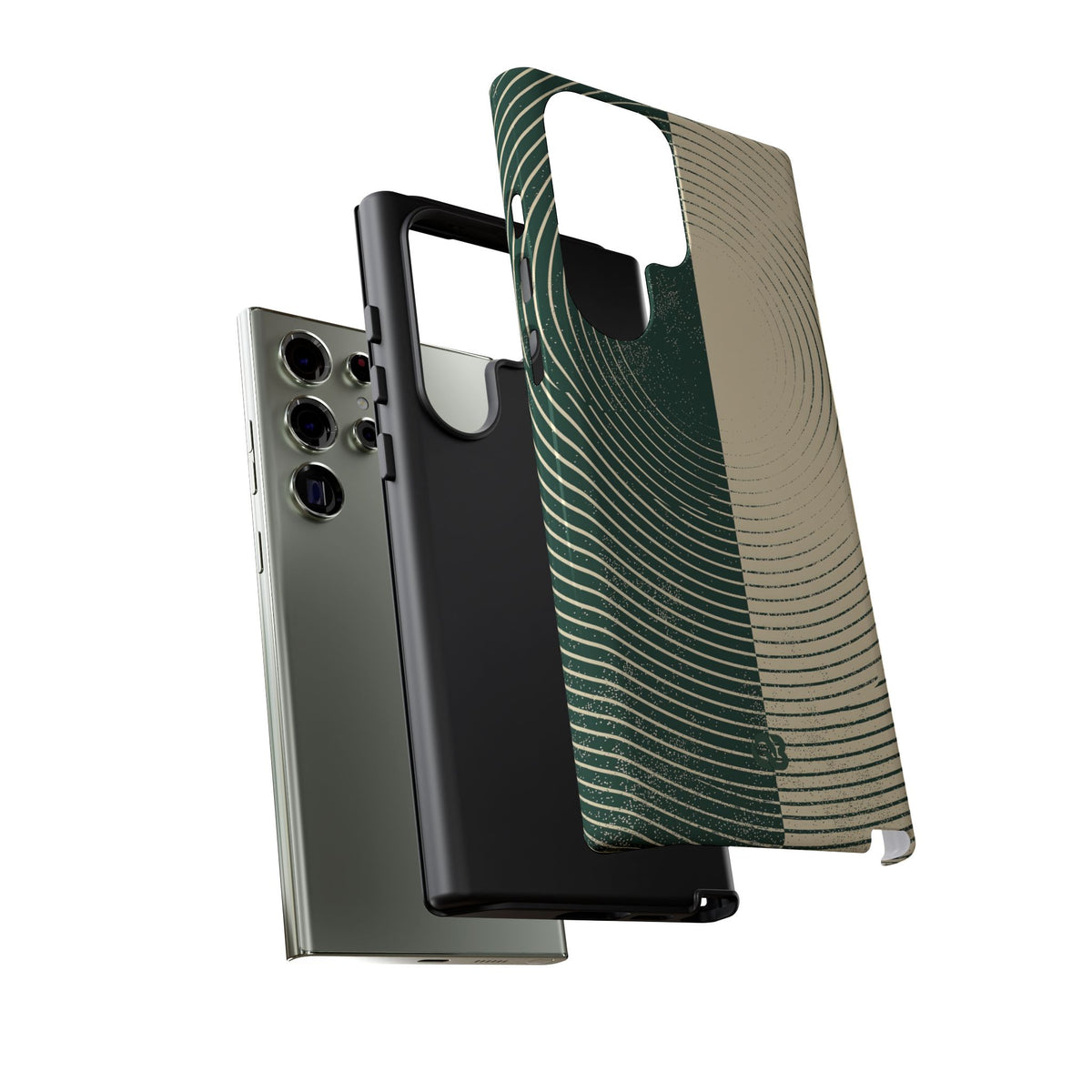 Green Tough Phone Case for Samsung - Evergreen Split Grain