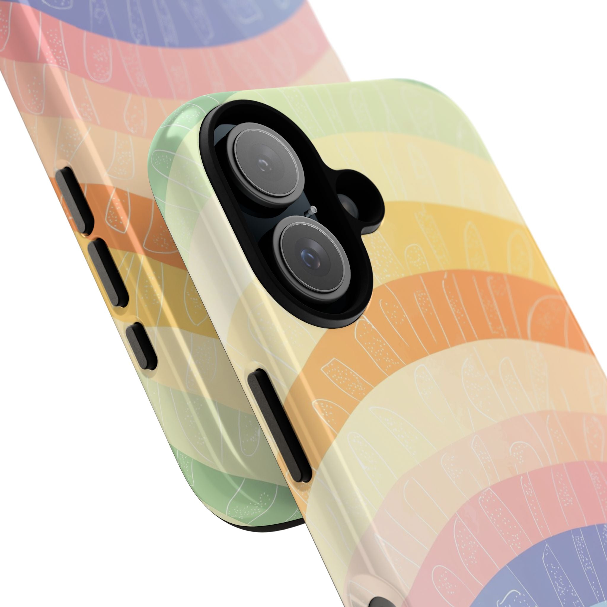 Pastel Rainbow Bands iPhone 16 Skal - Tough