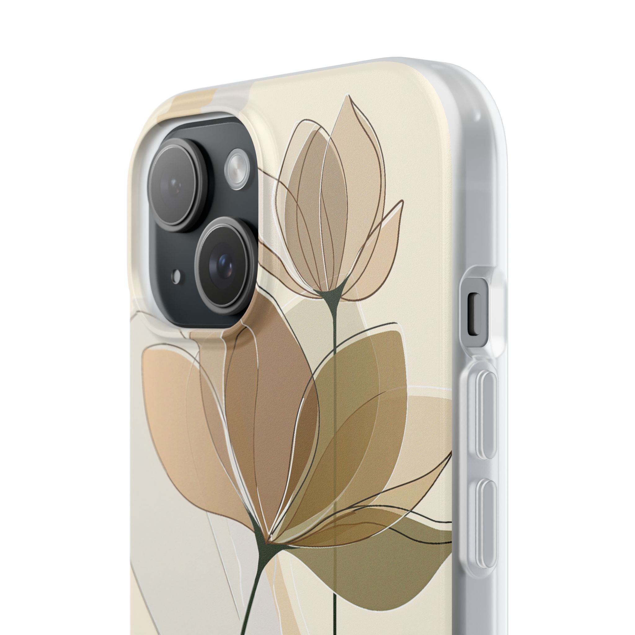 Beige Lite Phone Case for iPhone - Muted Ochre Petals