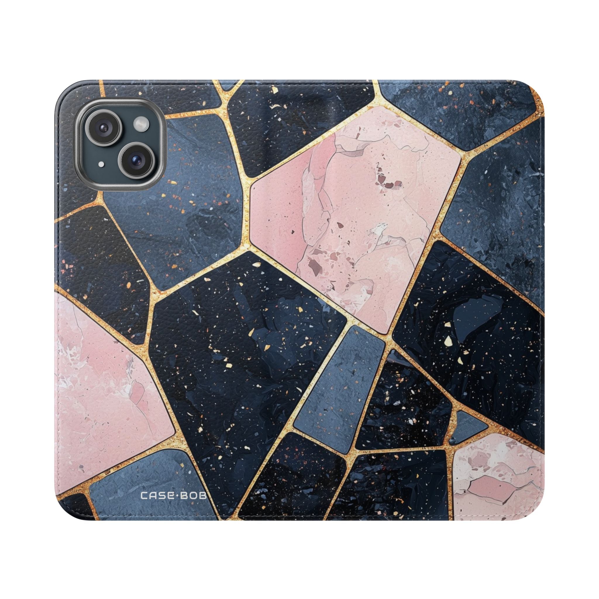 Golden Mosaic Navy - iPhone 15 Plus Case - Wallet