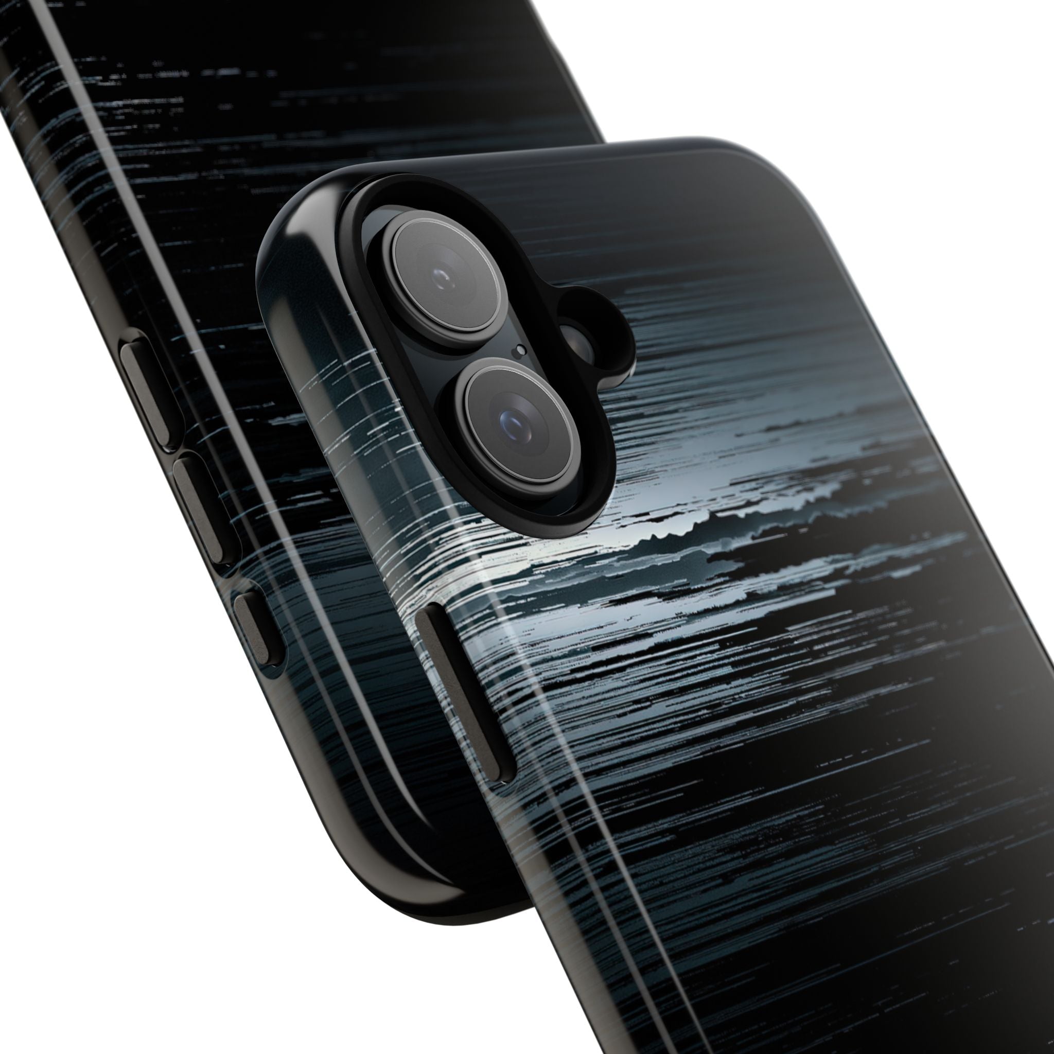 Black Tough Phone Case for iPhone - Frozen Signal Glitch