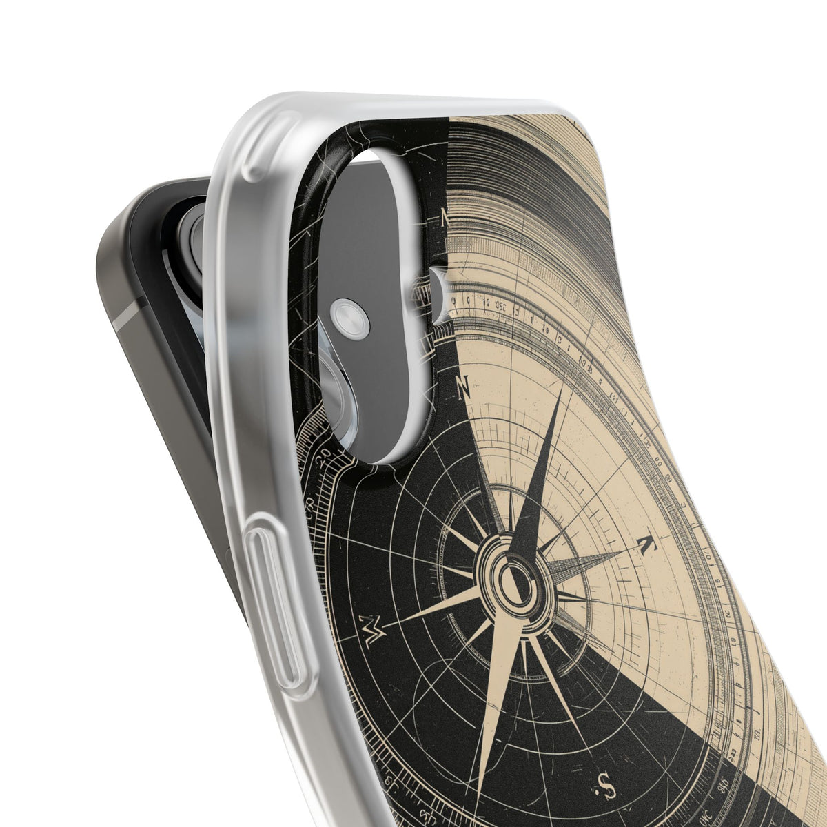 Beige Lite Phone Case for iPhone - Obsidian Nautical Blueprint