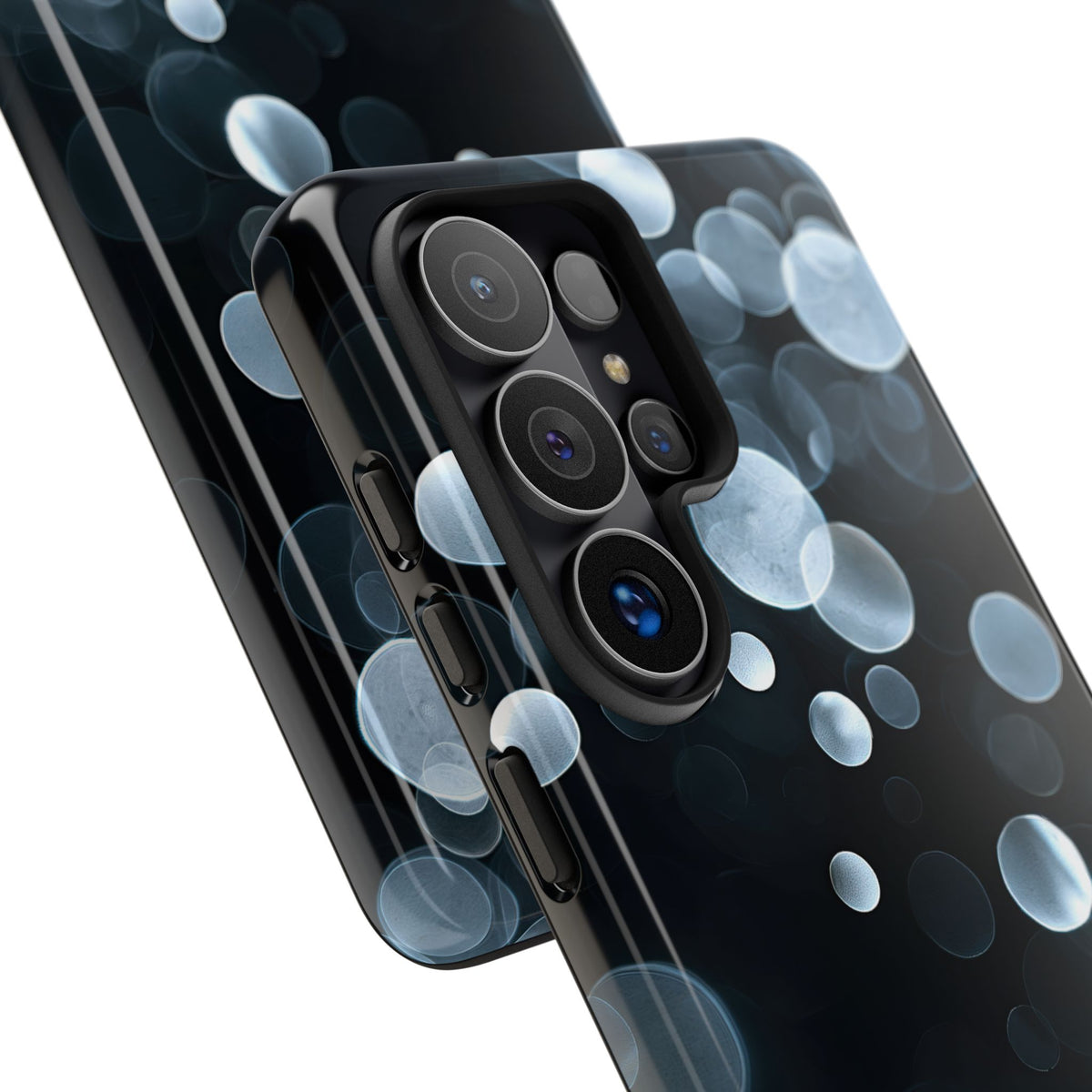 Black Tough Phone Case for Samsung - Silver Orbit Glow