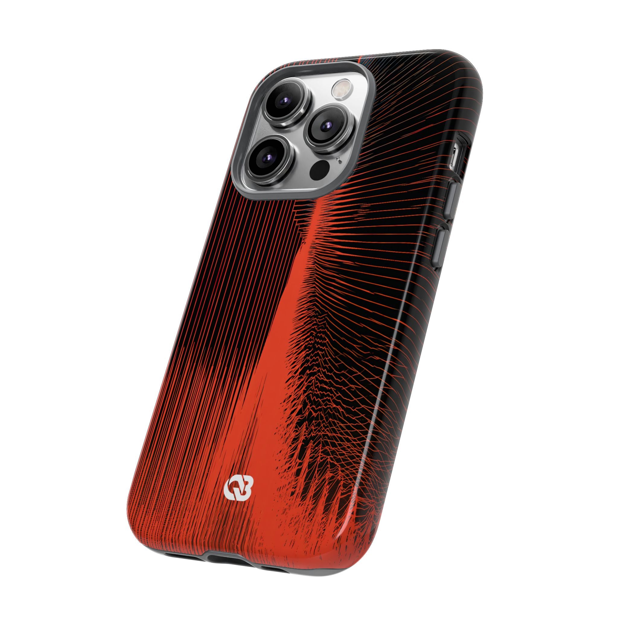 Red Tough Phone Case for iPhone - Crimson Frequency Pulse