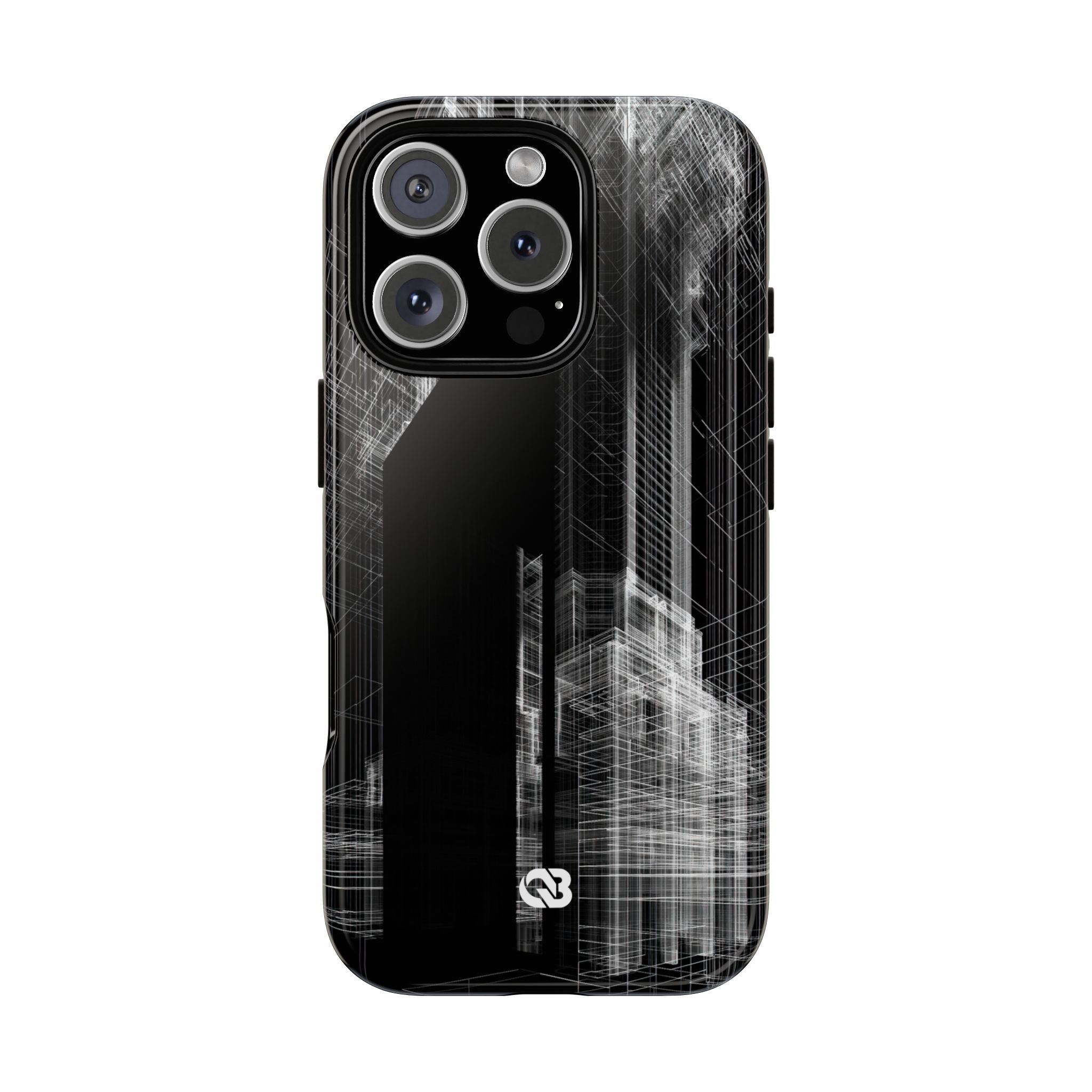 Black Tough Phone Case for iPhone - Ghost Urban Wireframe