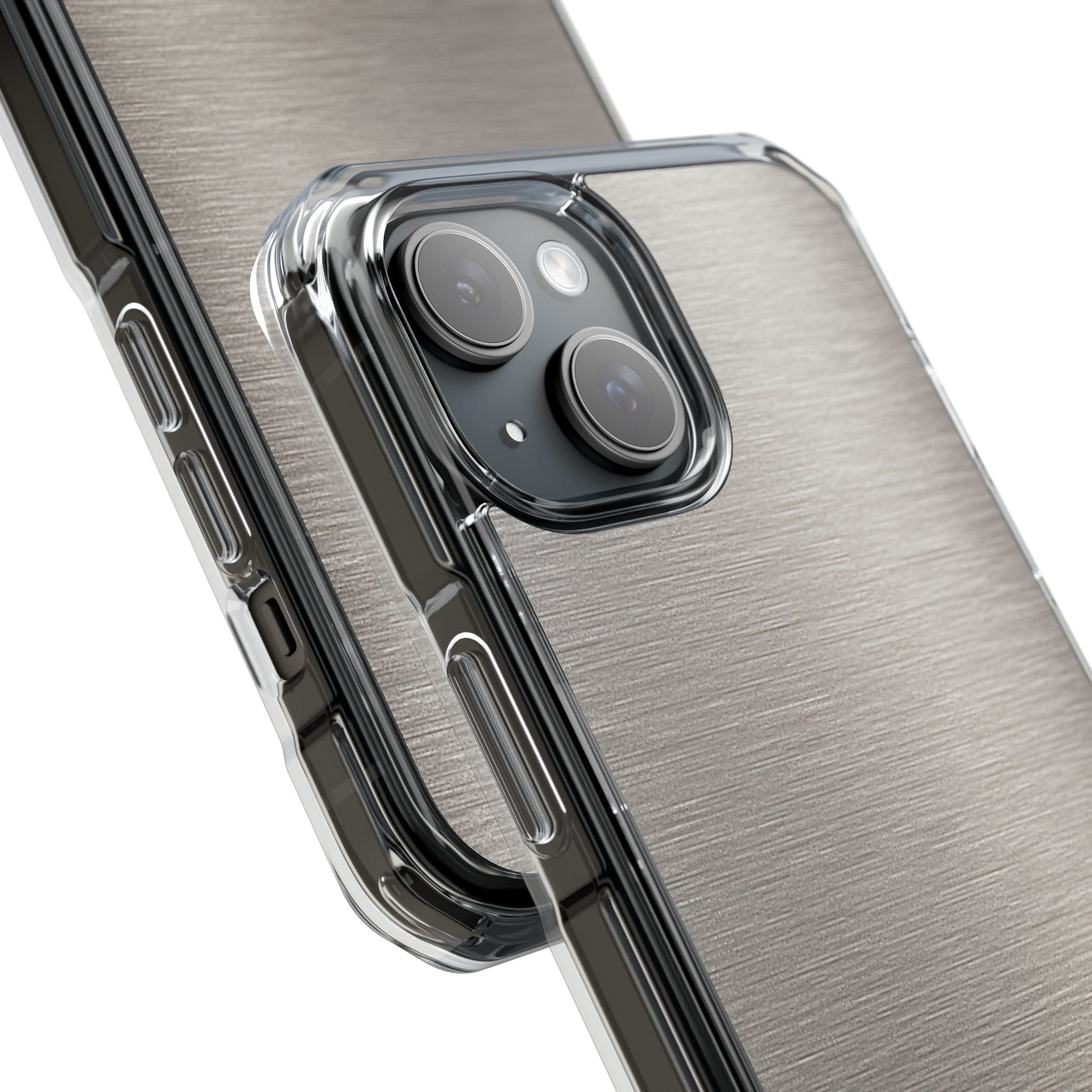 Grey Impact MagSafe Phone Case for iPhone - Brushed Nickel Linen
