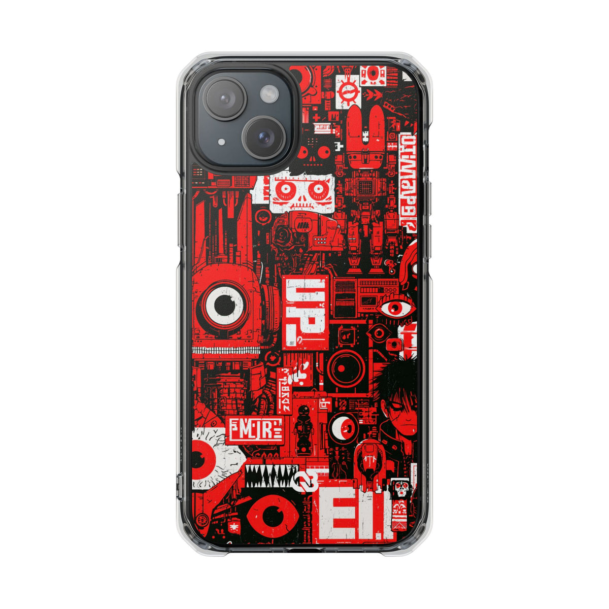 Neo Mecha Collage · Clear Impact Magnetic Phone Case for iPhone · Red