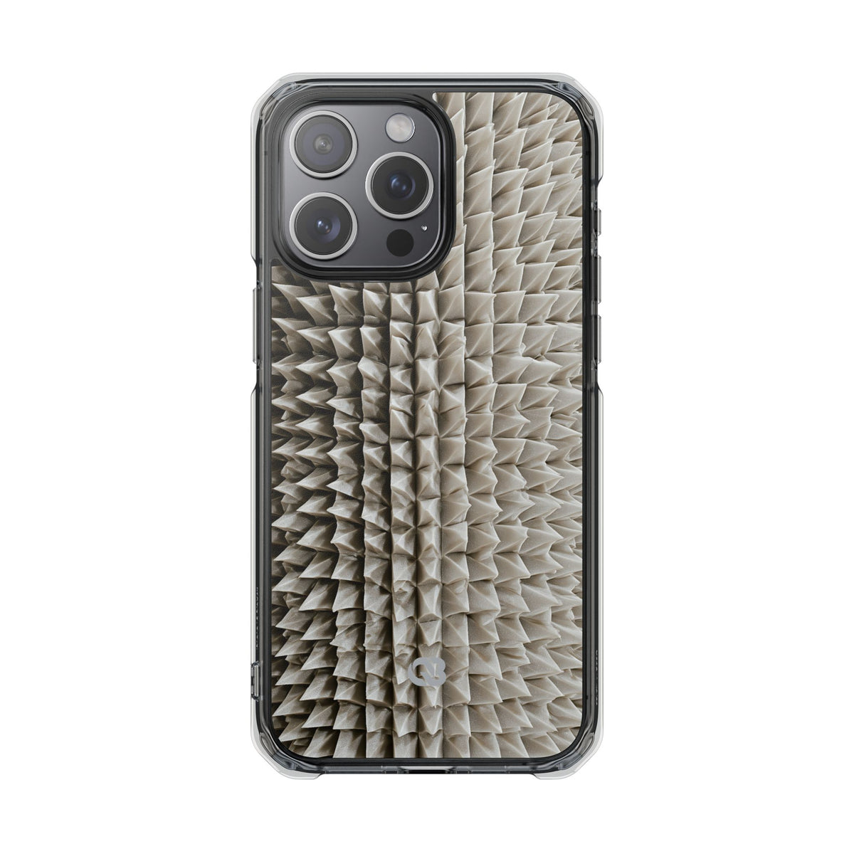 Beige Impact MagSafe Phone Case for iPhone - Bone Spiked Grid