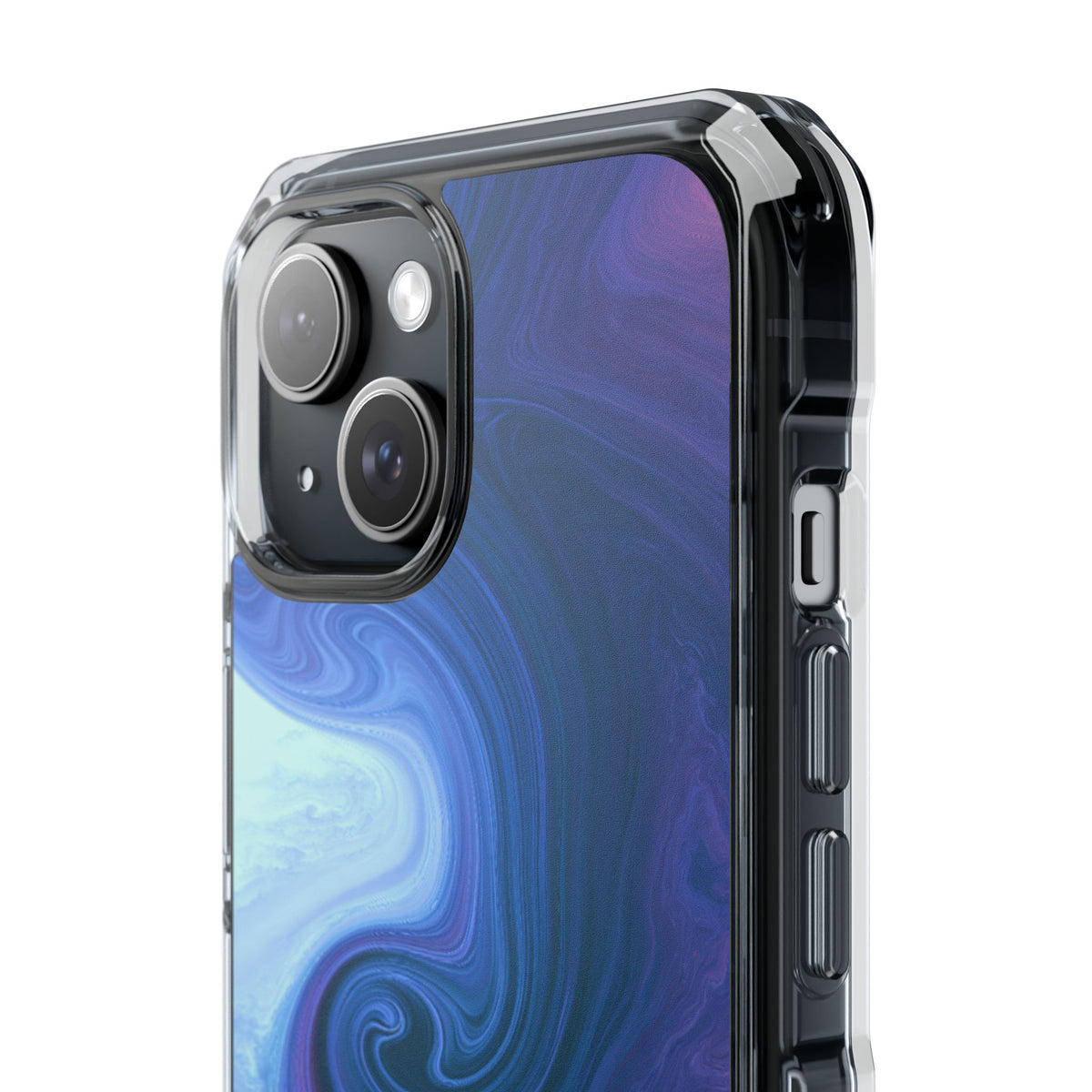 Azure Fluid Swirl · Clear Impact Magnetic Phone Case for iPhone · Blue