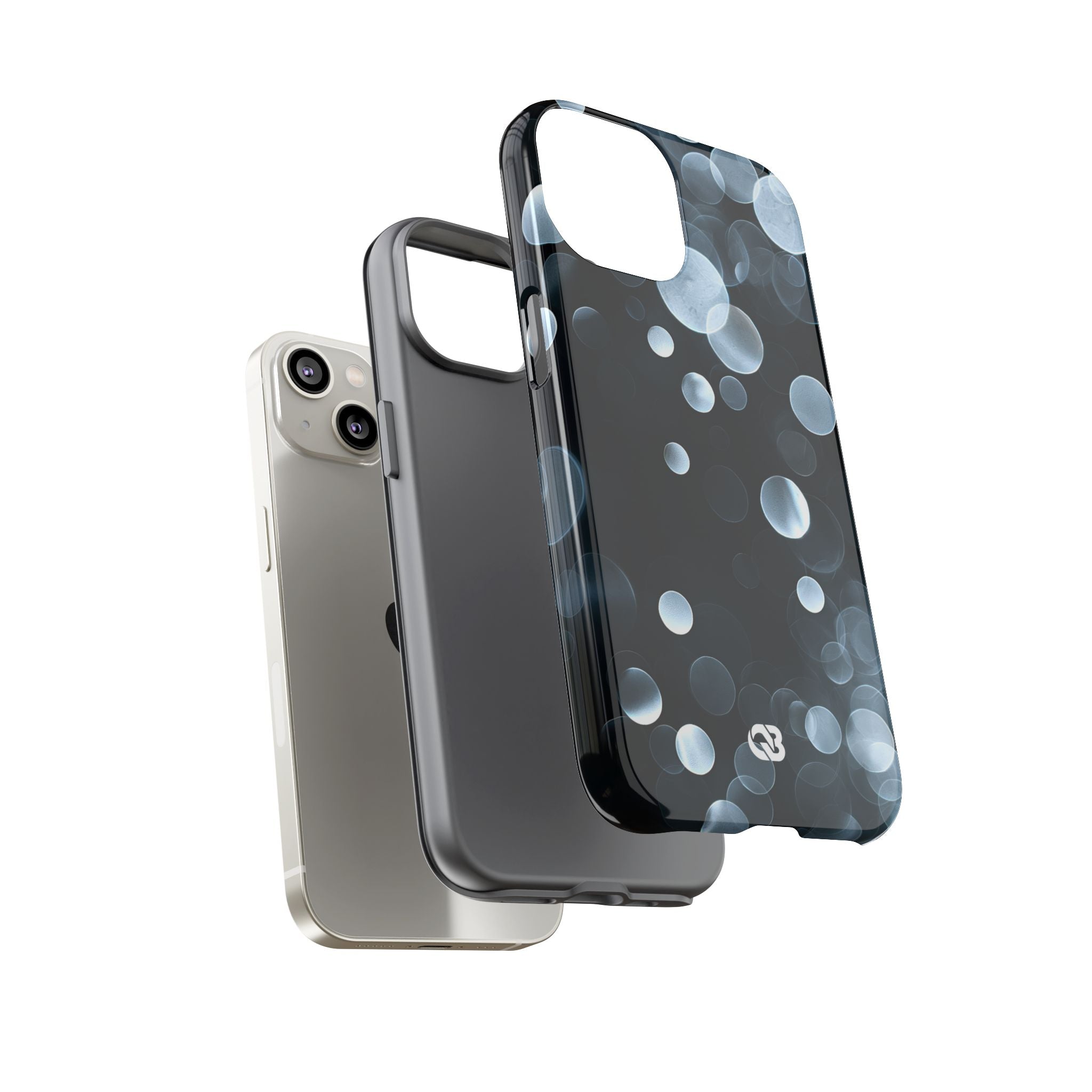 Black Tough Phone Case for iPhone - Silver Orbit Glow