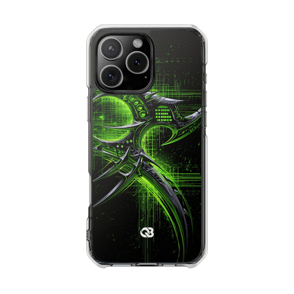 Cyber Sigil Grid · Clear Impact Magnetic Phone Case for iPhone · Green