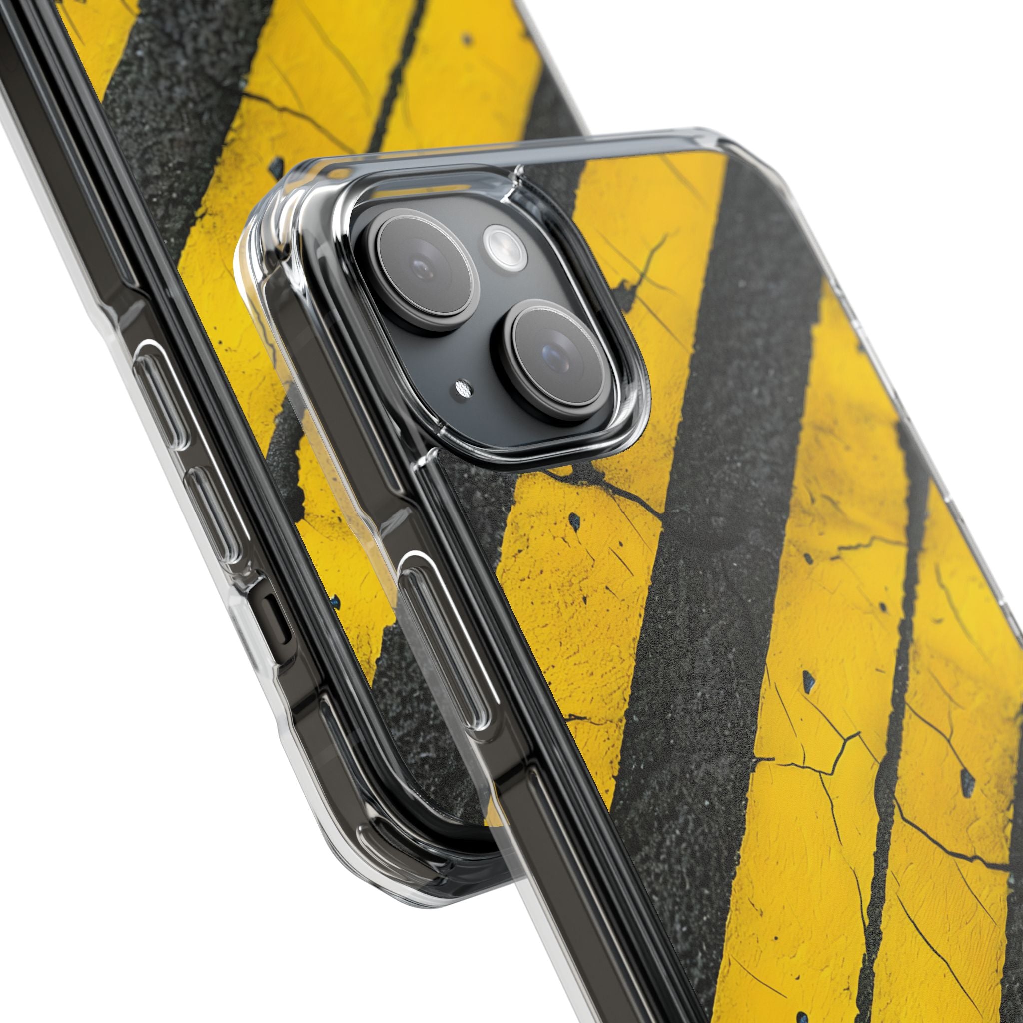 Gelber Streifen Distress iPhone 15 Plus Case - Impact