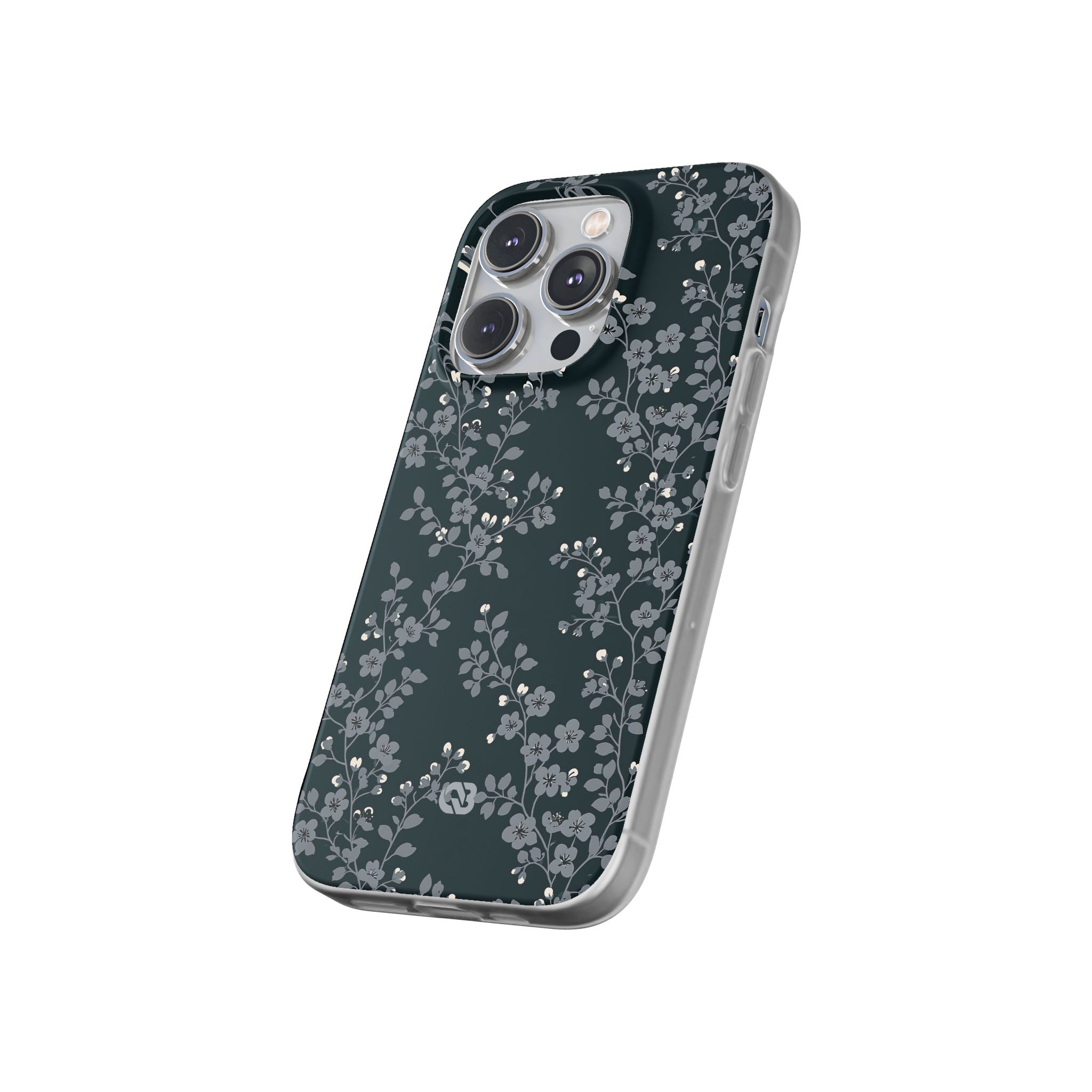 Black Lite Phone Case for iPhone - Midnight Slate Blossom
