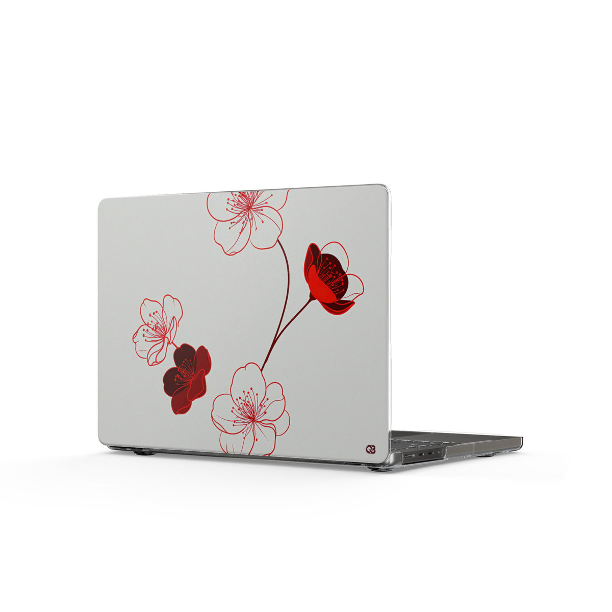 Crimson Sakura Blossom · Clear Hard Case for MacBook · Red