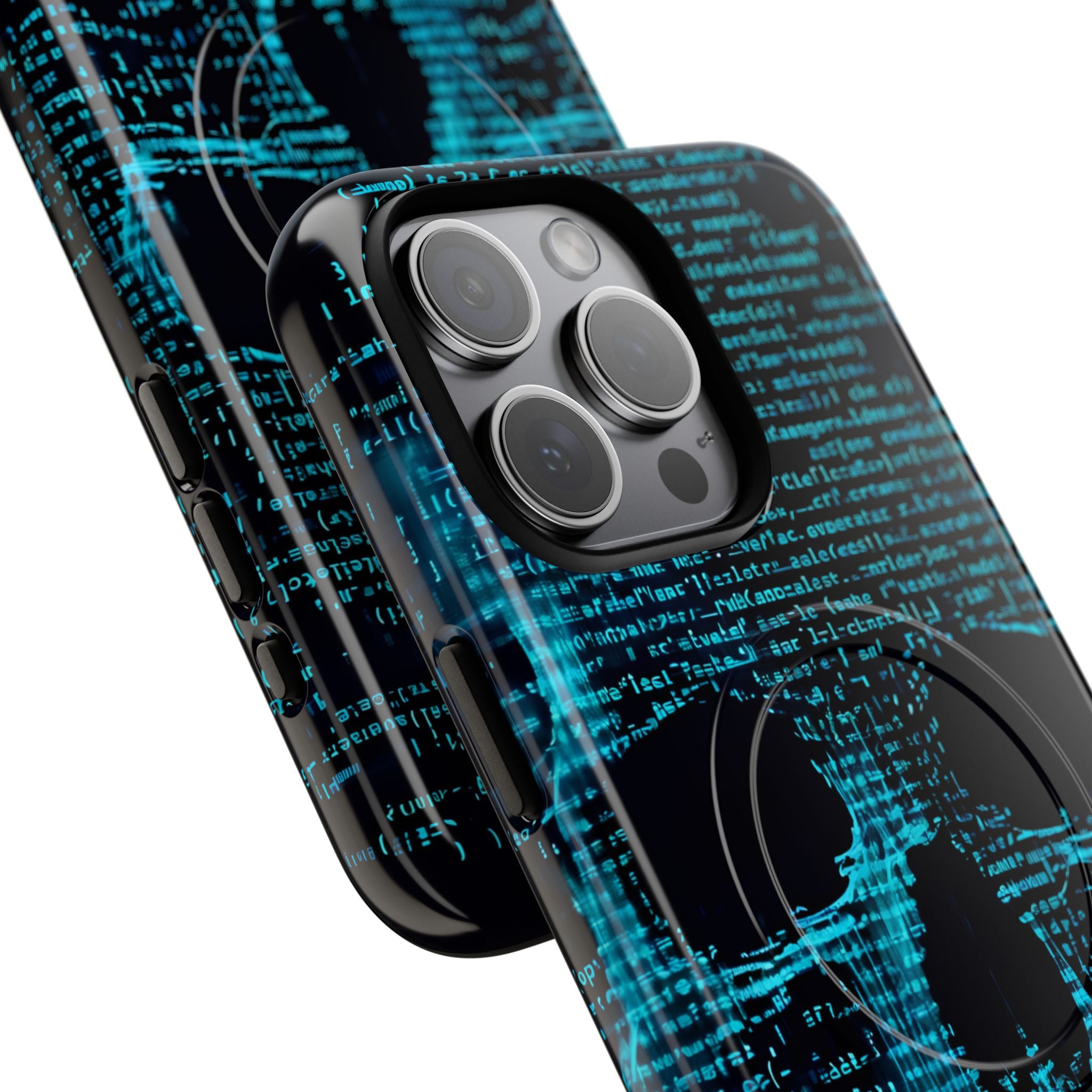 Cyan Glitch Skull · Tough+ Magsafe