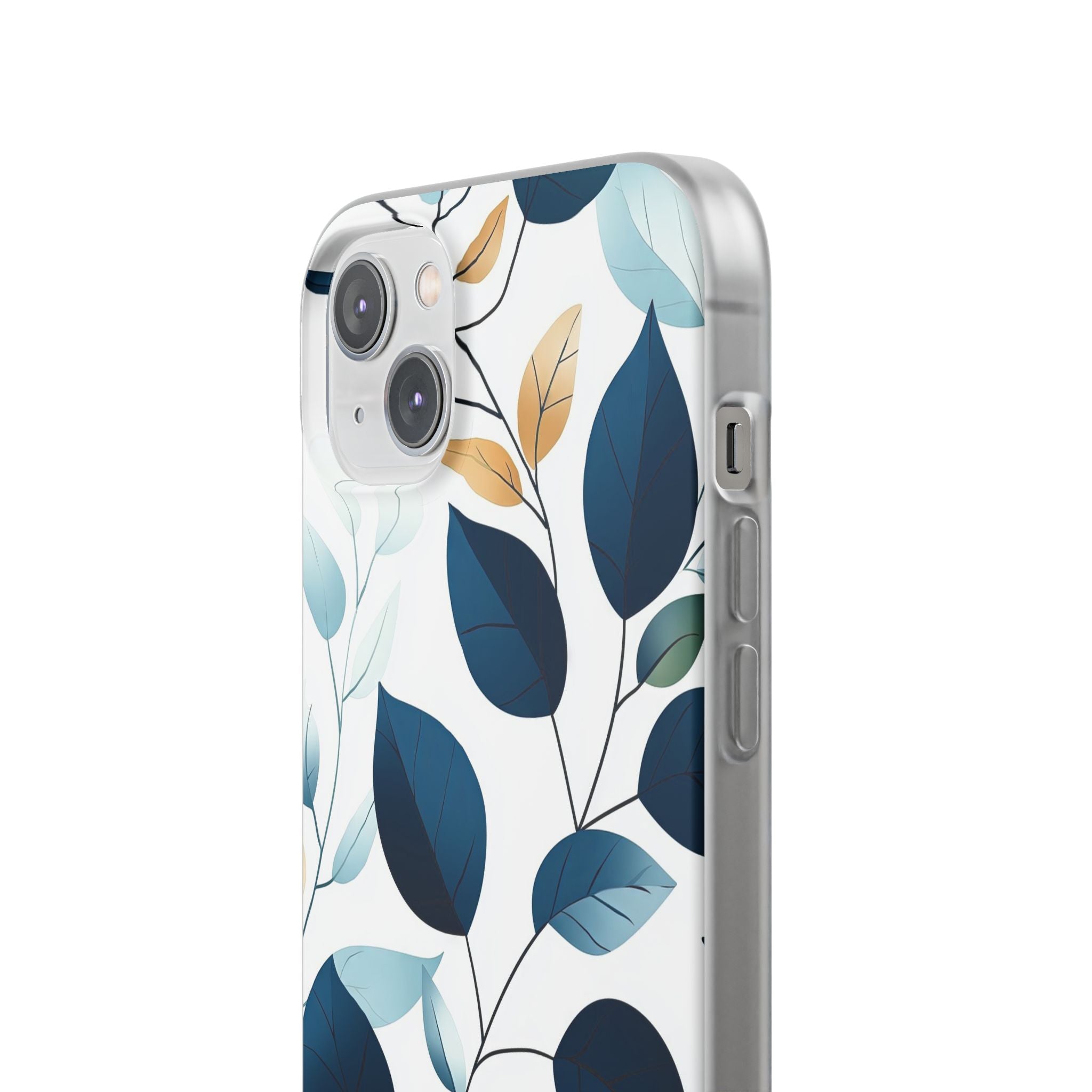 Navy Leaf Veins iPhone 14 Plus Cover - Soft