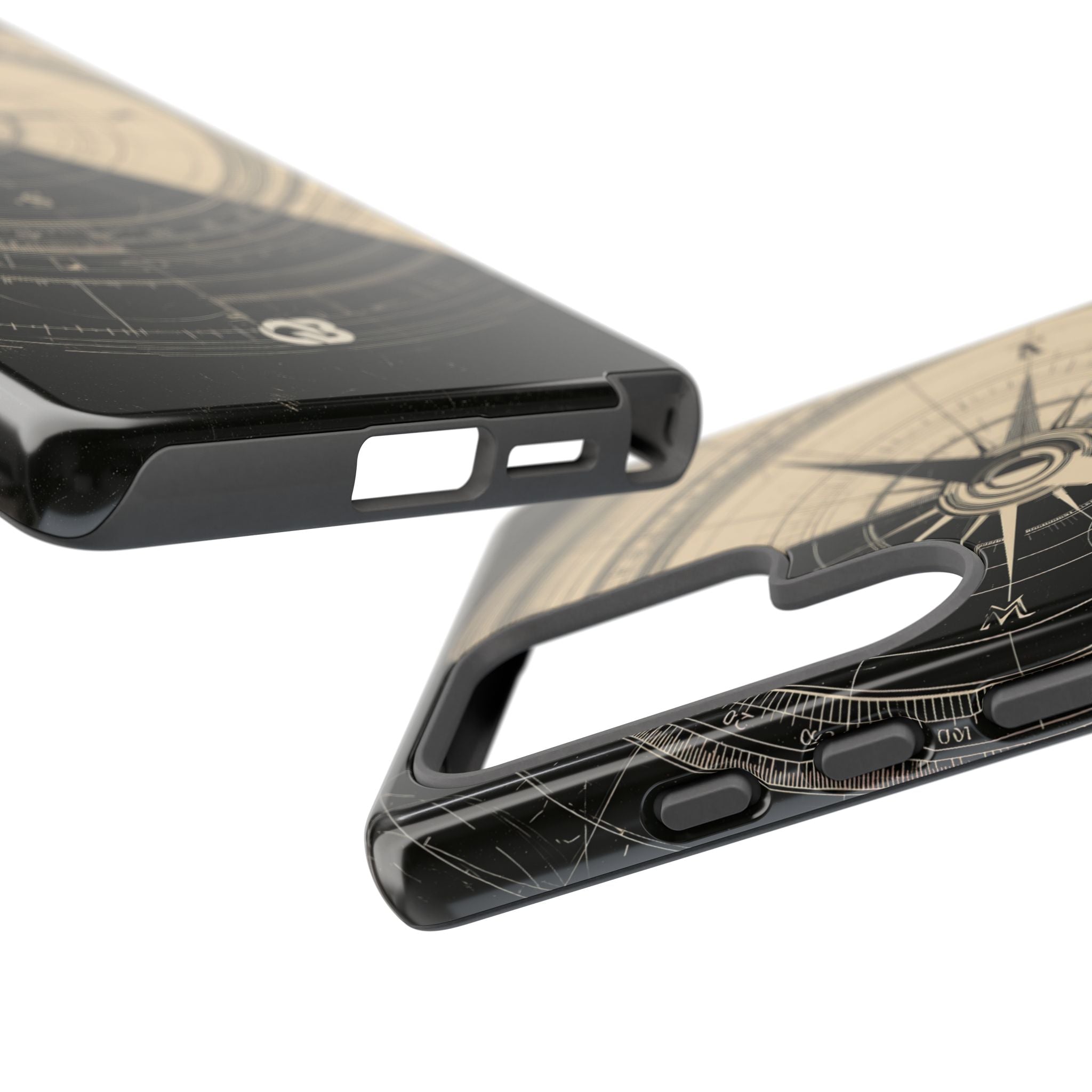 Beige Tough Phone Case for Samsung - Obsidian Nautical Blueprint